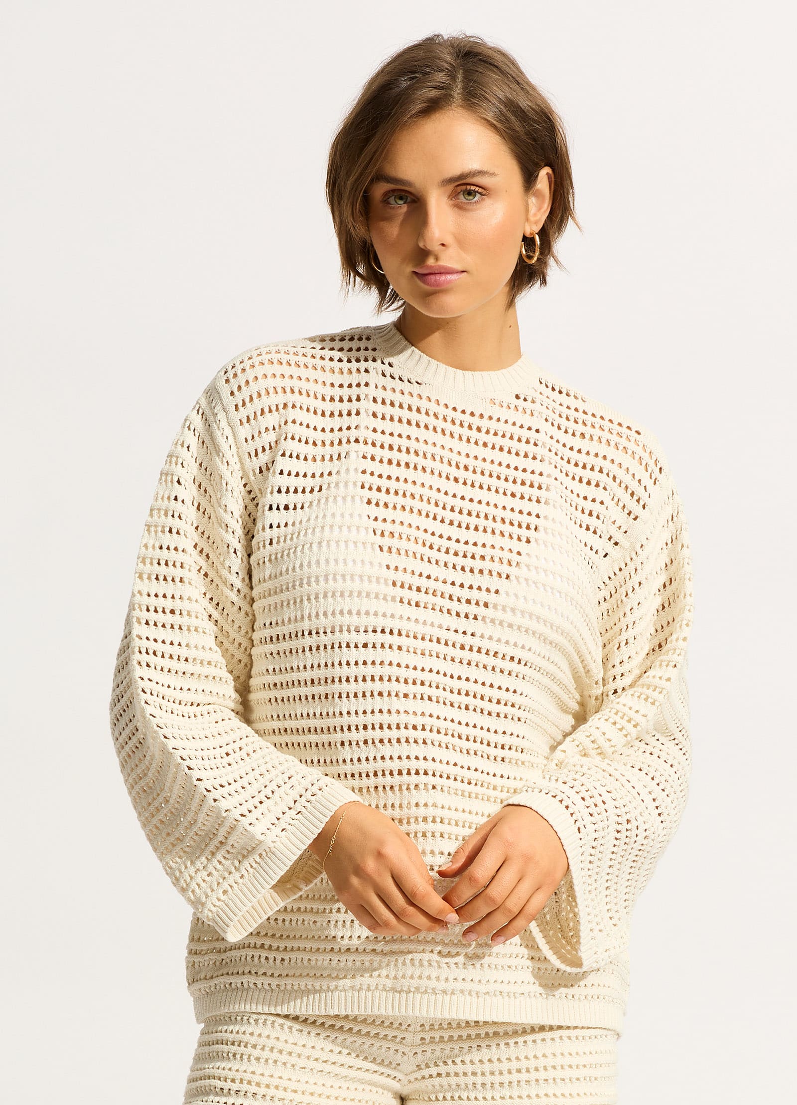 Ahoy Open Back Knit Jumper - Ecru - Image 2