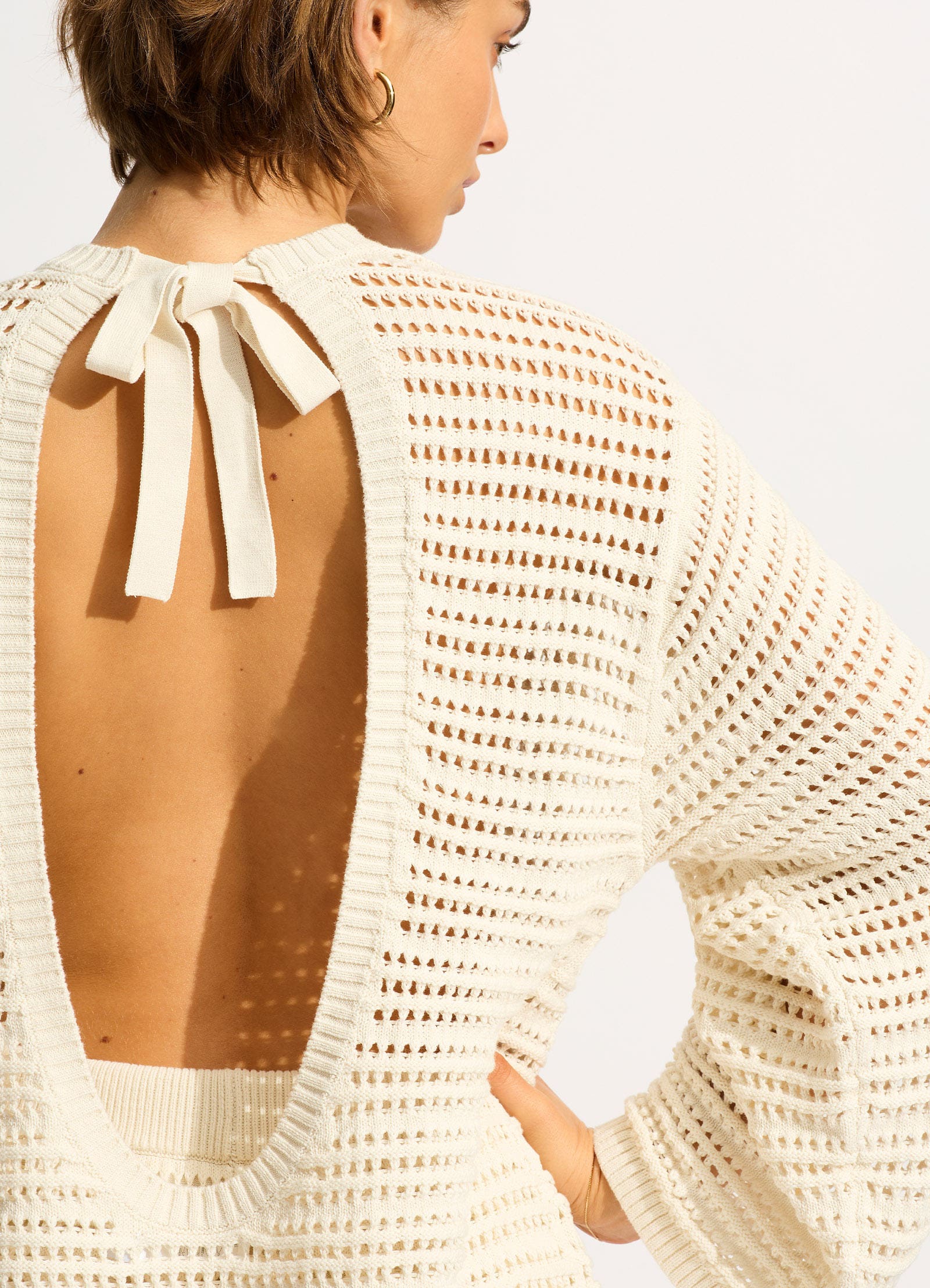 Ahoy Open Back Knit Jumper - Ecru - Image 5