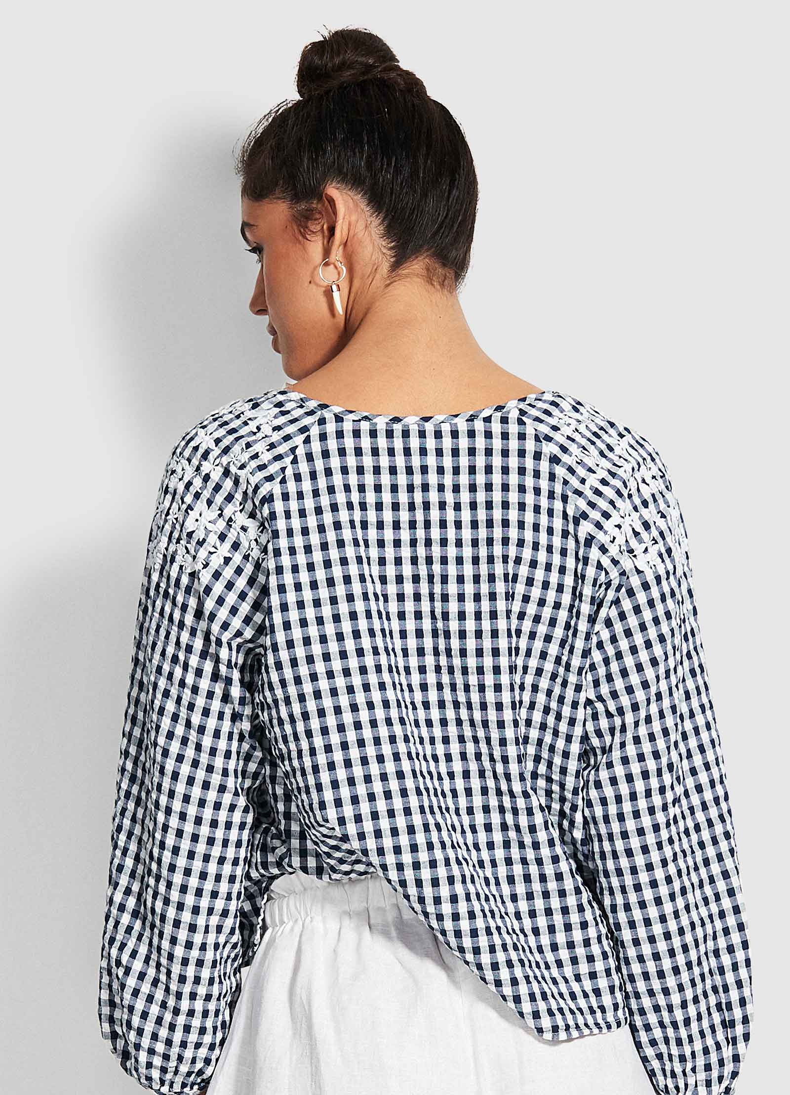 Ally Gingham Top - Blue - Image 3