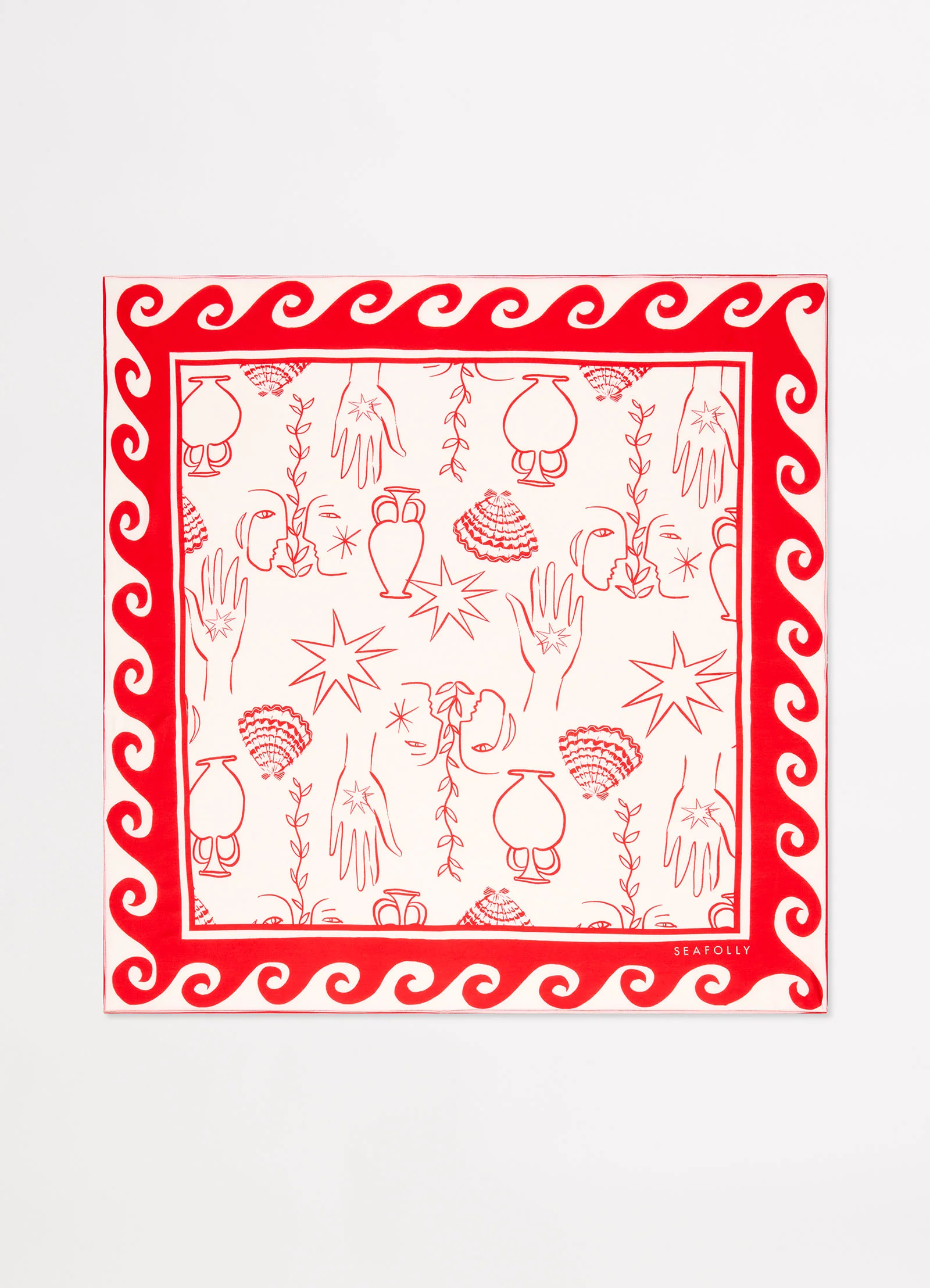 Atlantis Faces Scarf - Chilli Red - Image 2