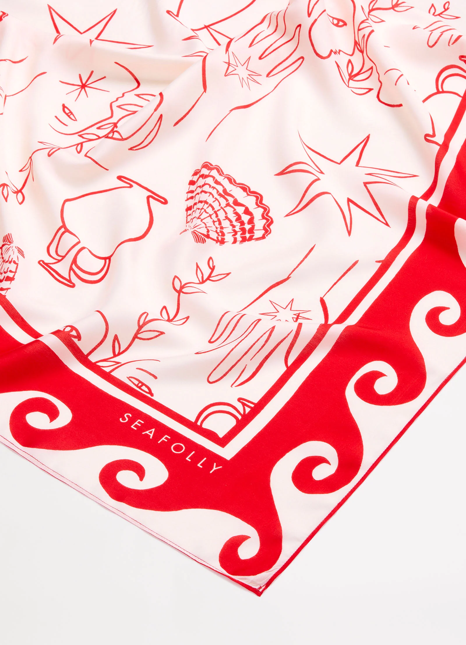 Atlantis Faces Scarf - Chilli Red - Image 4