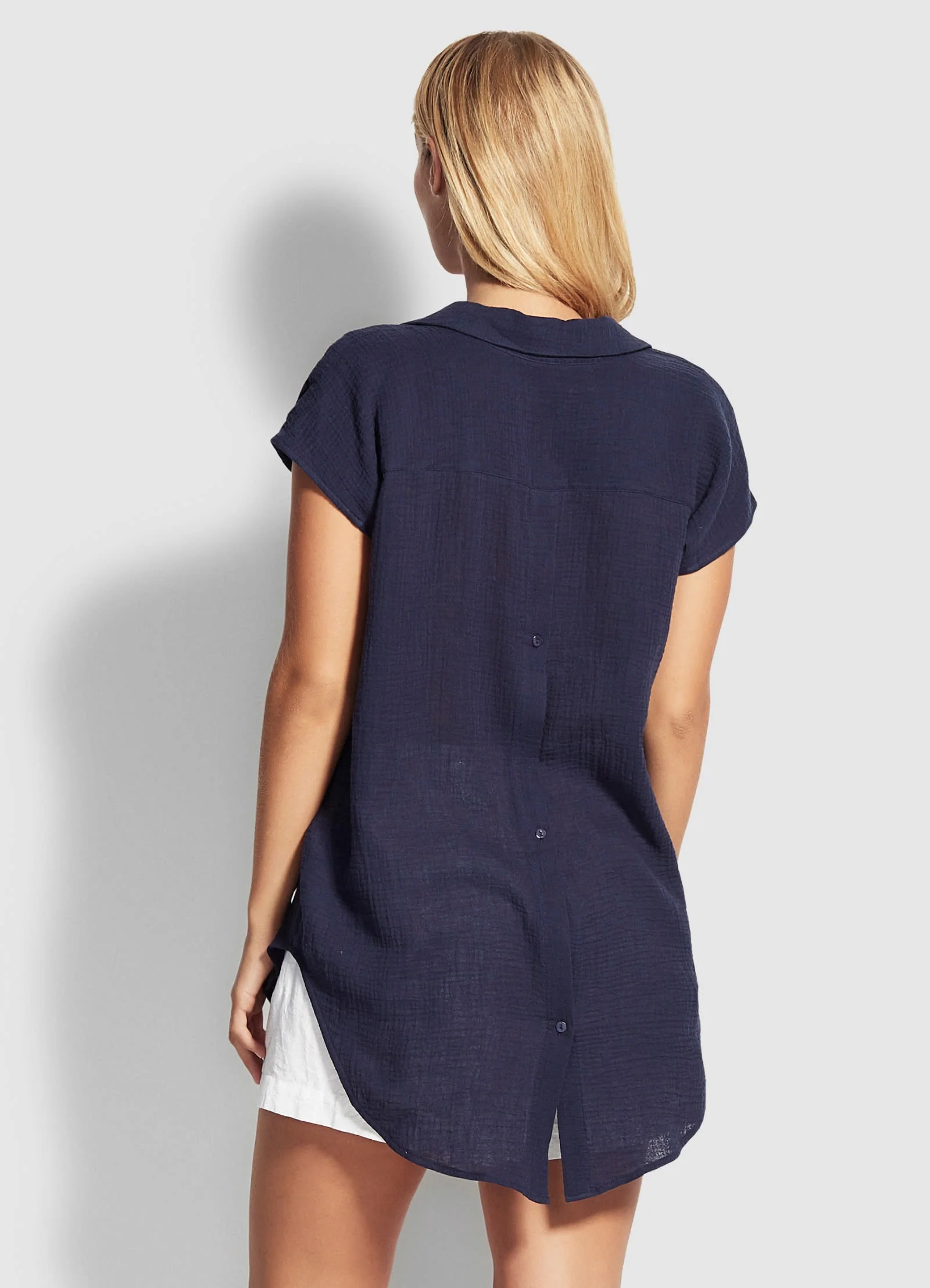 Beach Edit Sleeveless Beach Shirt - Indigo - Image 3