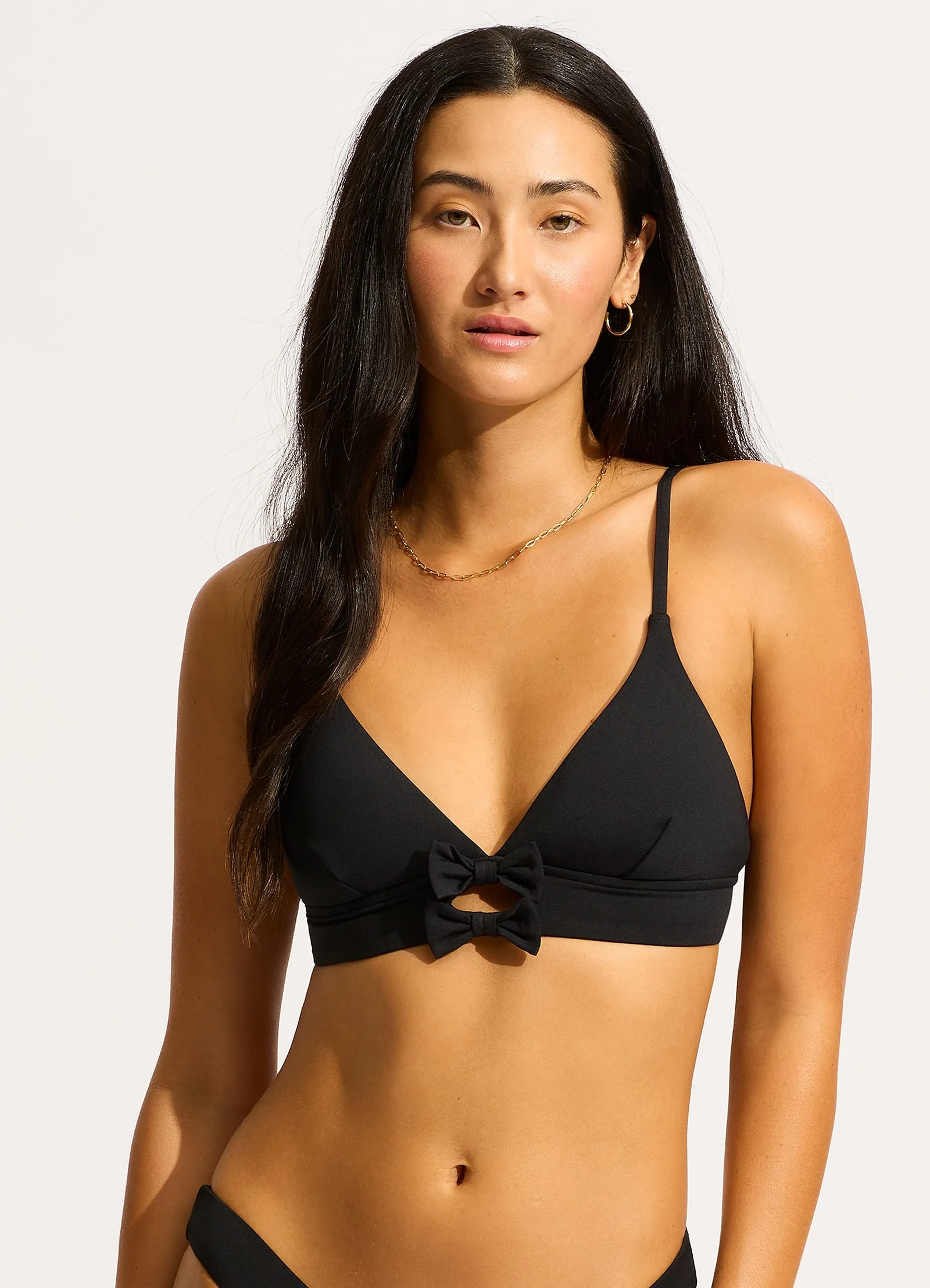 Beau Banded Triangle Bikini Top - Black - Image 2