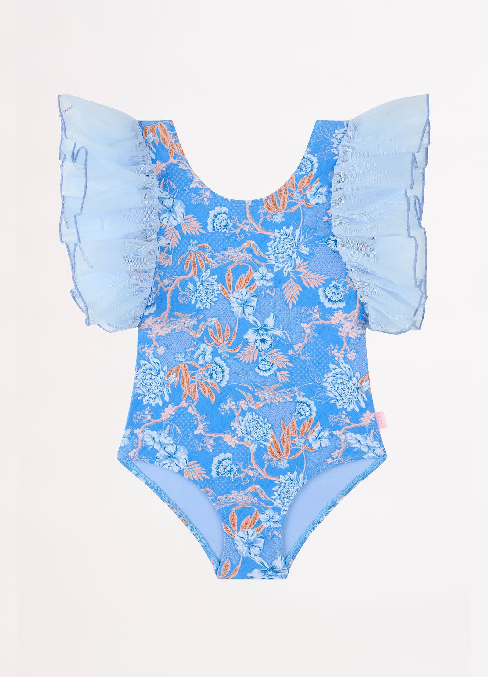Blue Fuji Girls Fairy Sleeve One Piece - Blue - Image 2