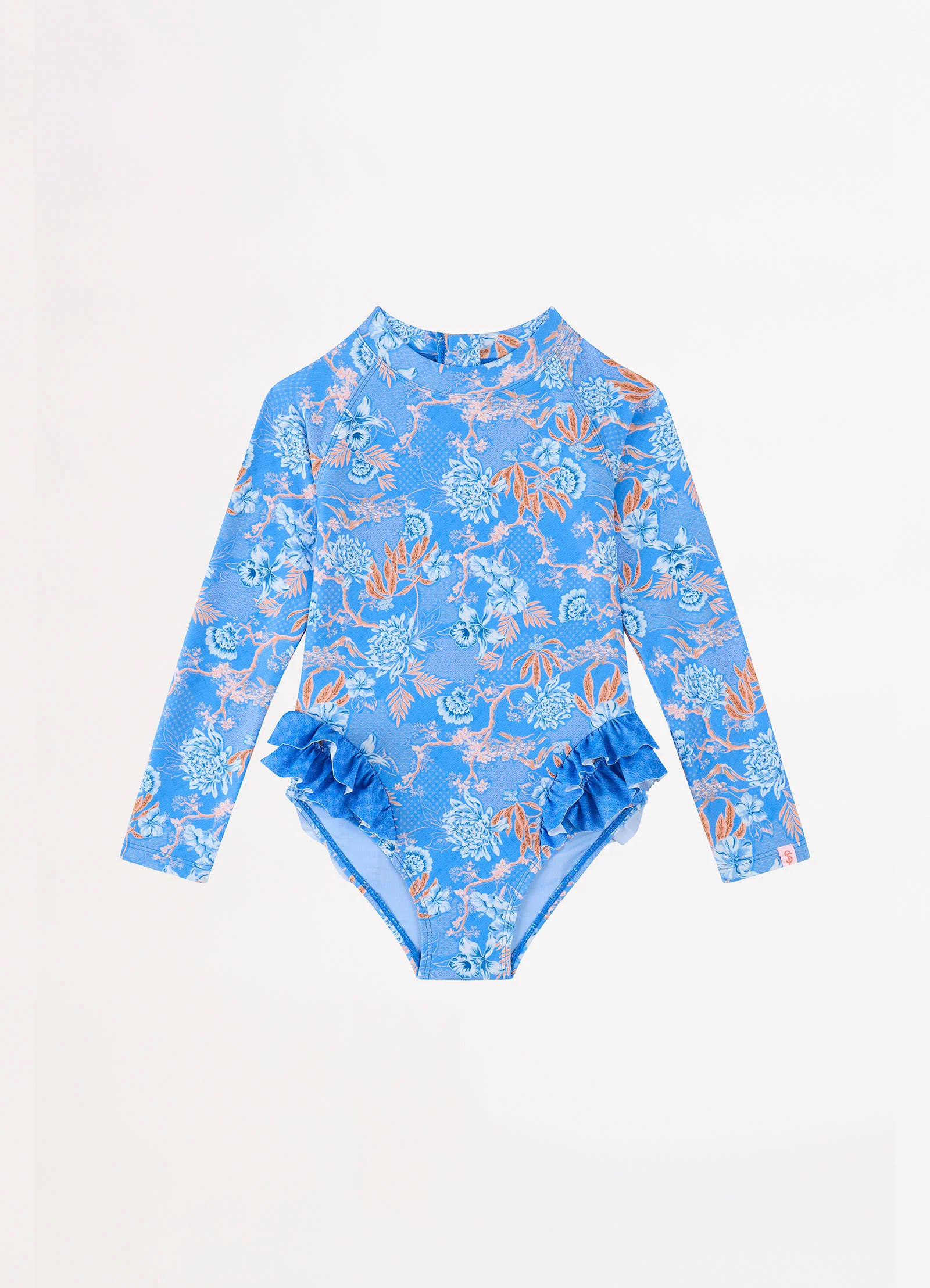 Blue Fuji Girls Frill Hip Paddlesuit - Blue - Image 2
