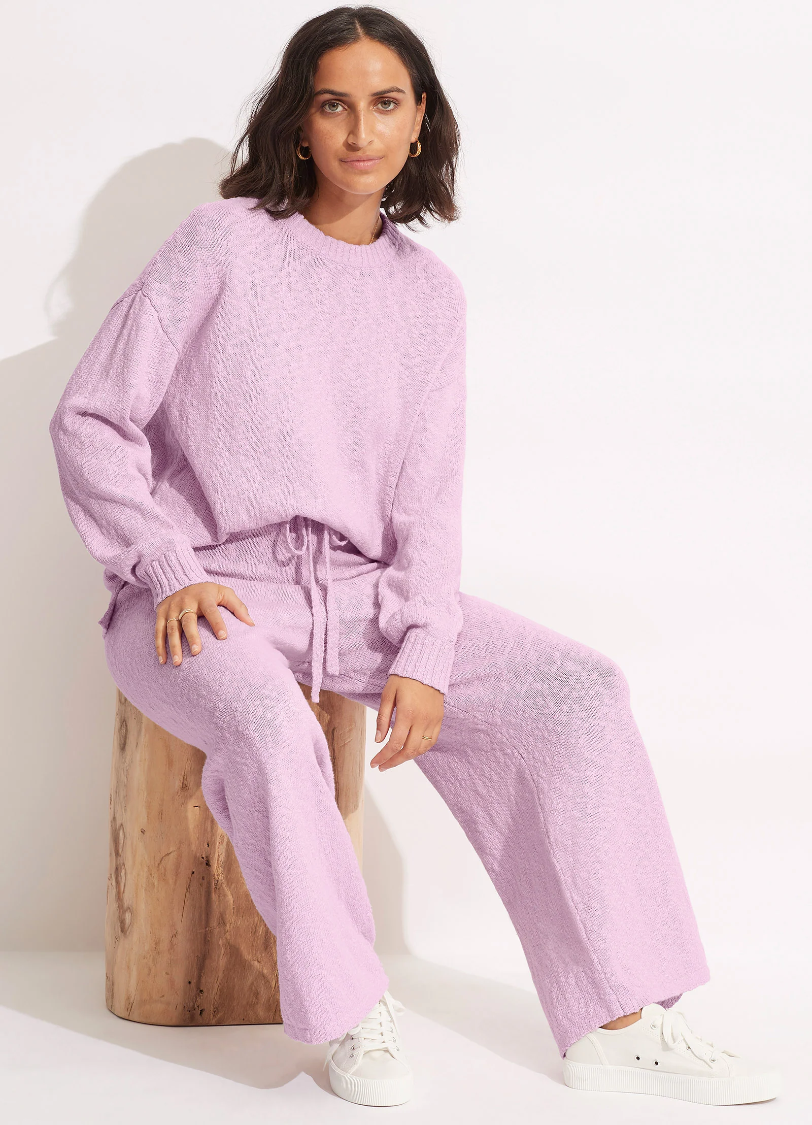 Boucle Knit Pant - Lilac