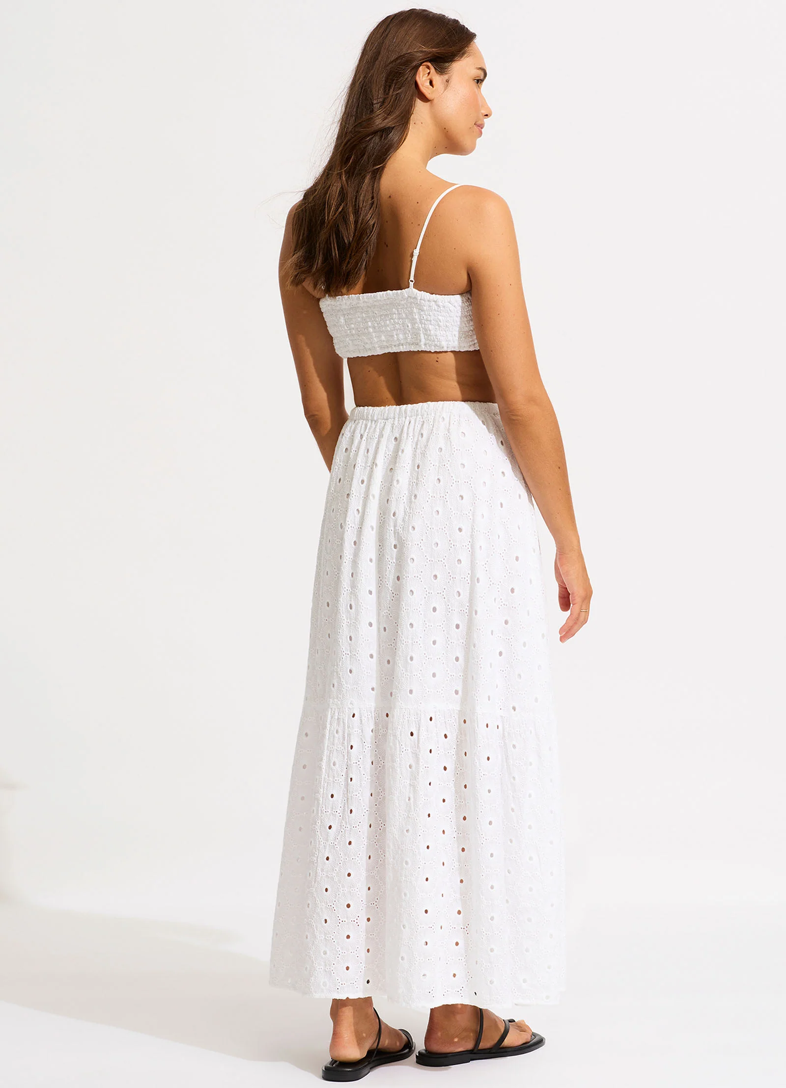 Broderie Maxi Skirt - White - Image 3