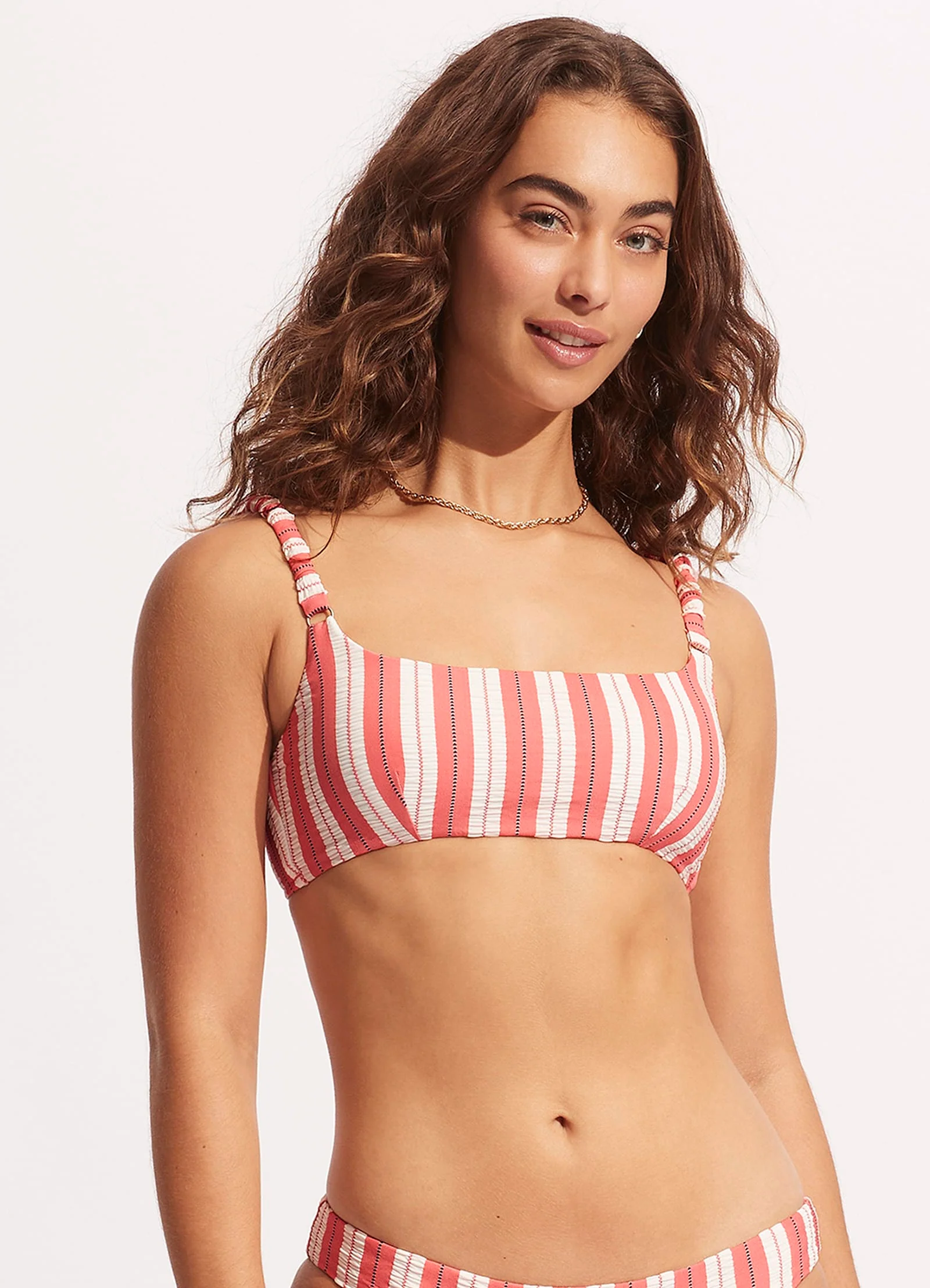 Cabana Gathered Strap Bralette - Sunkissed Coral - Image 2