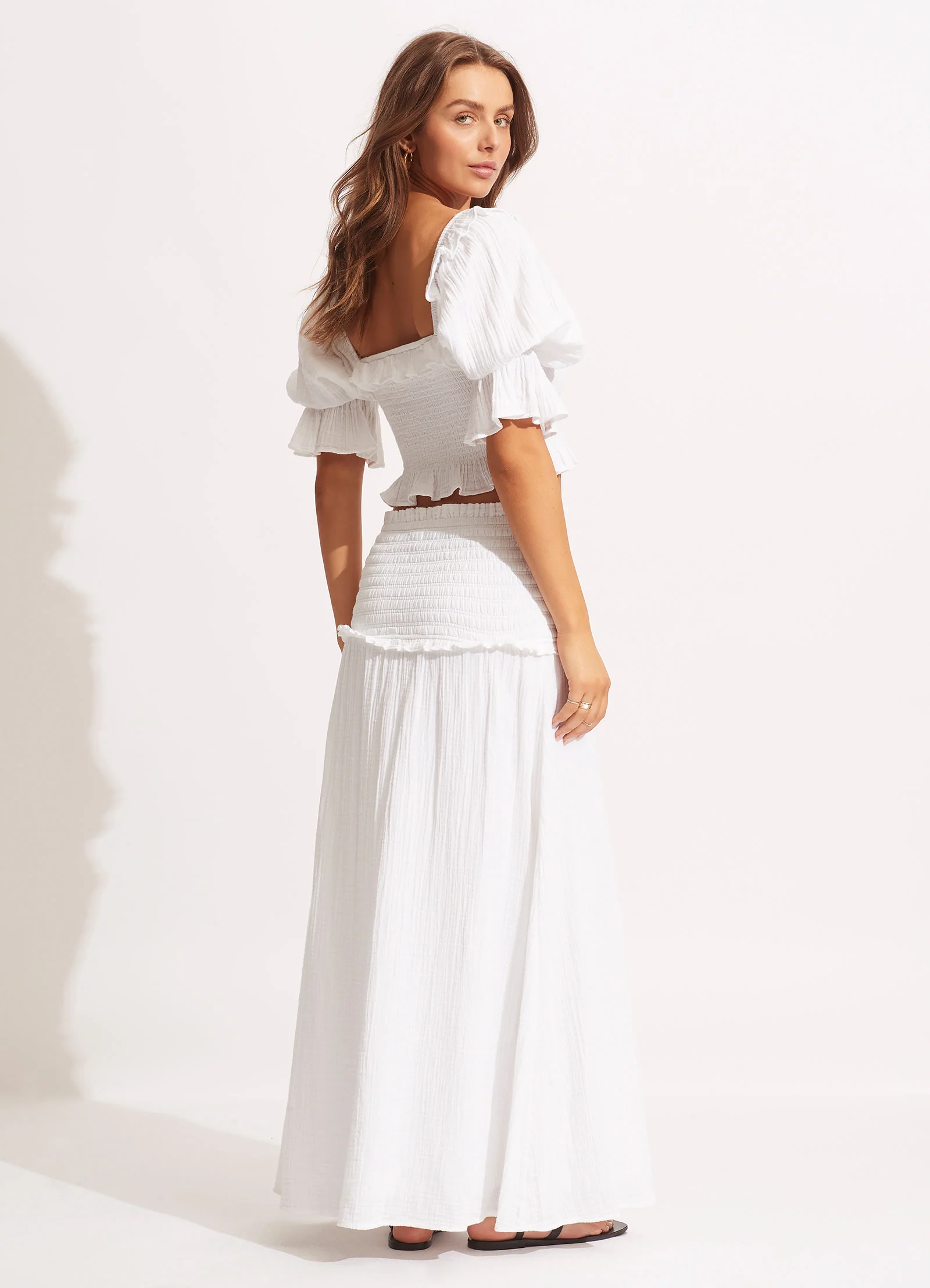 Caspian Shirring Top - White - Image 4