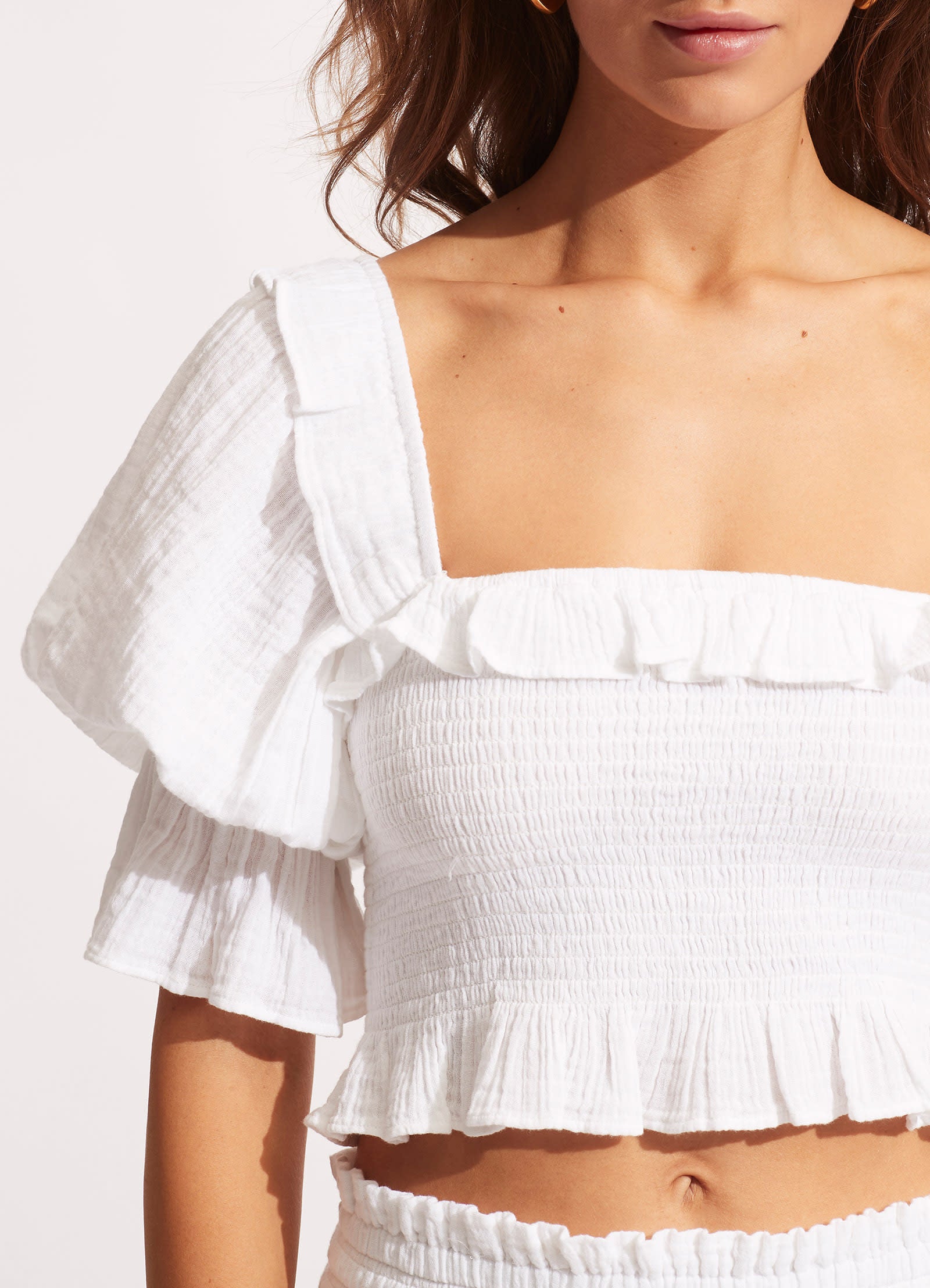 Caspian Shirring Top - White - Image 5