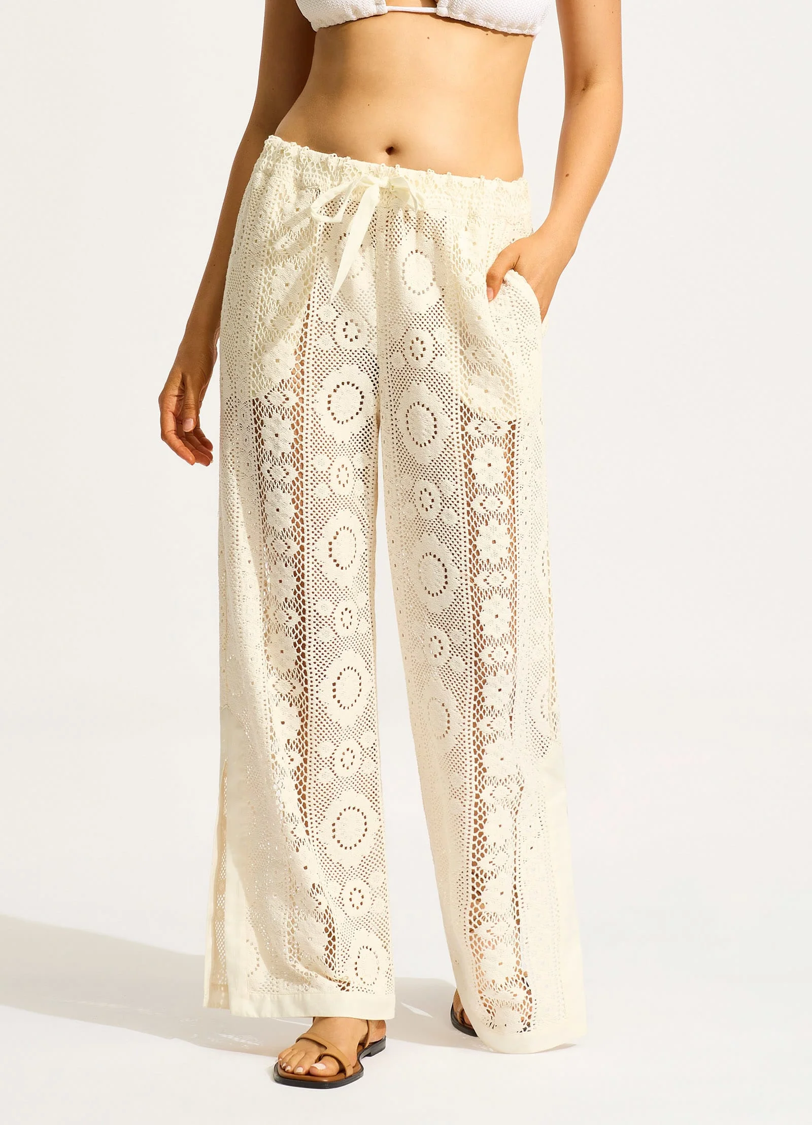 Corfu Crochet Pant - Ecru - Image 2