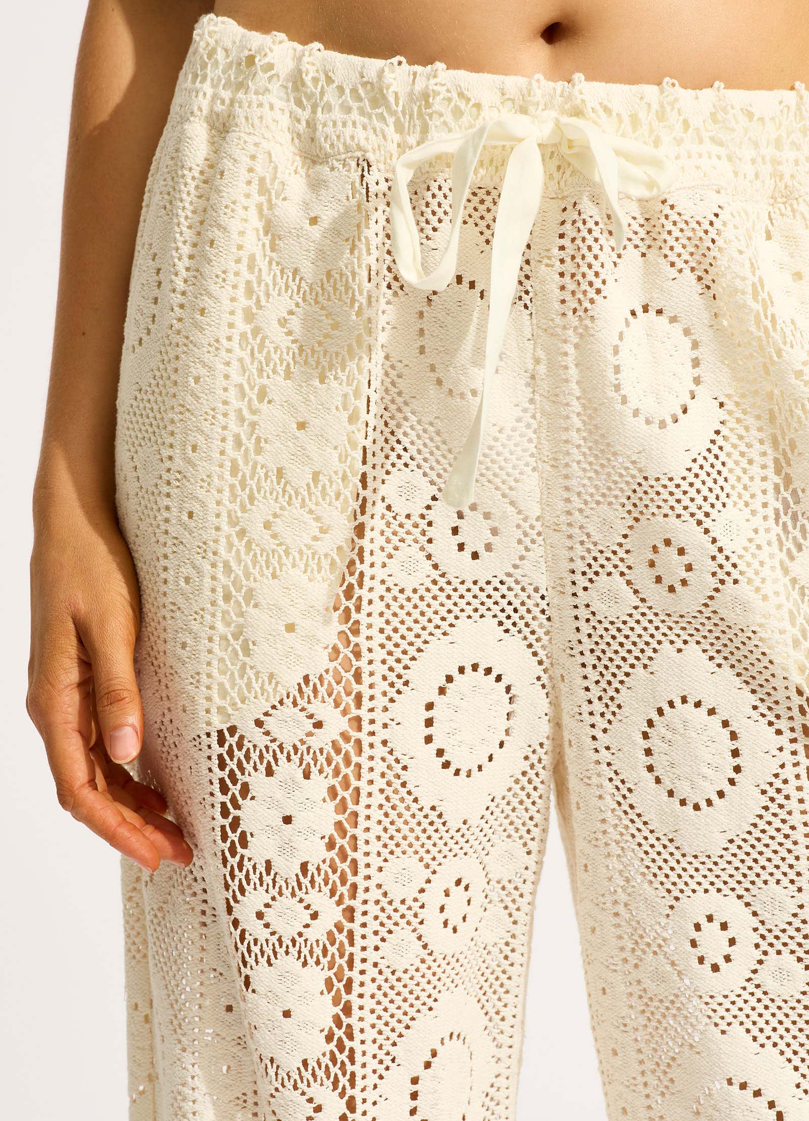 Corfu Crochet Pant - Ecru - Image 5