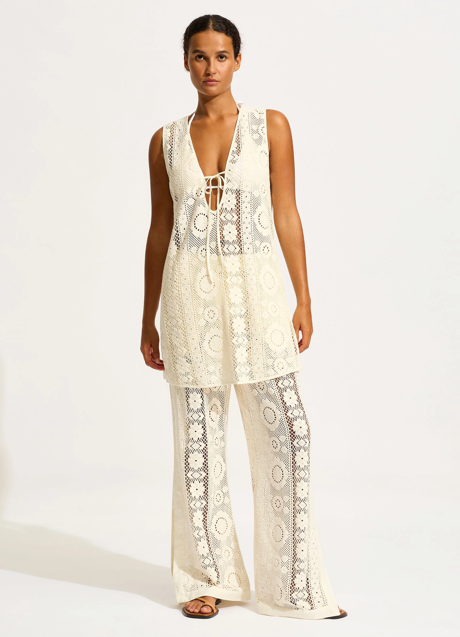 Corfu Crochet Pant - Ecru - Image 6