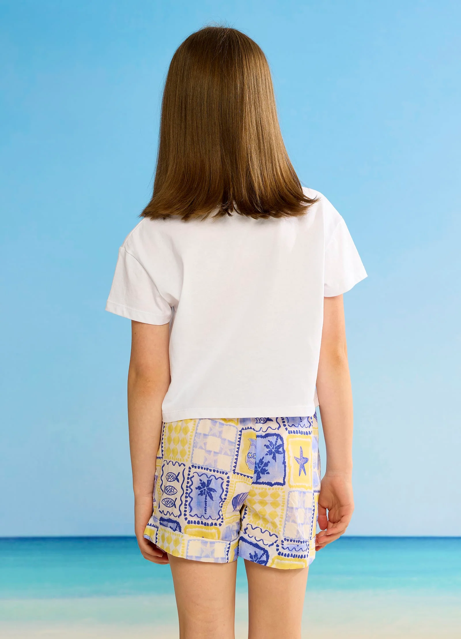Cotton Emb Crop Tee - White - Image 2