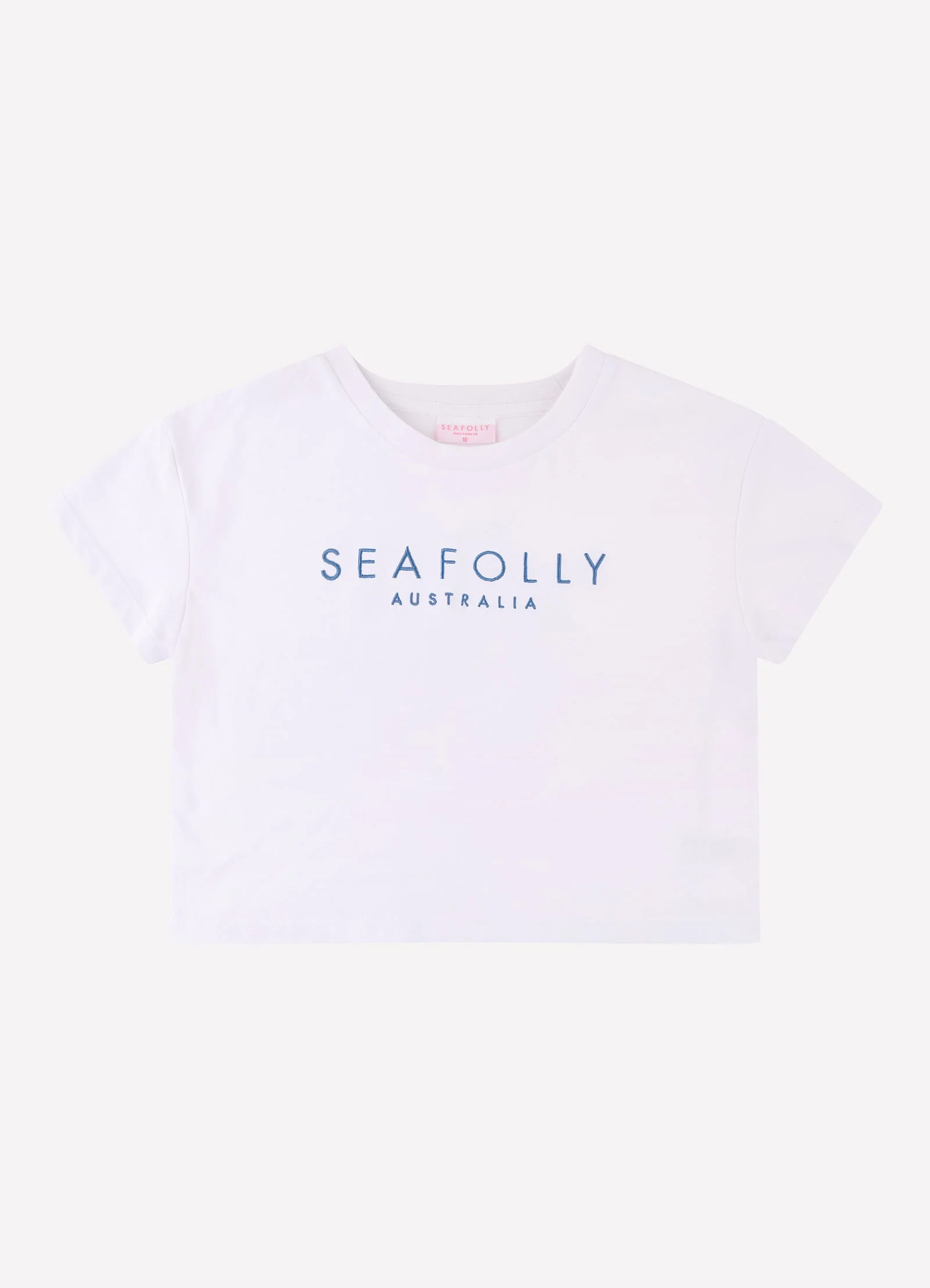 Cotton Emb Crop Tee - White - Image 3