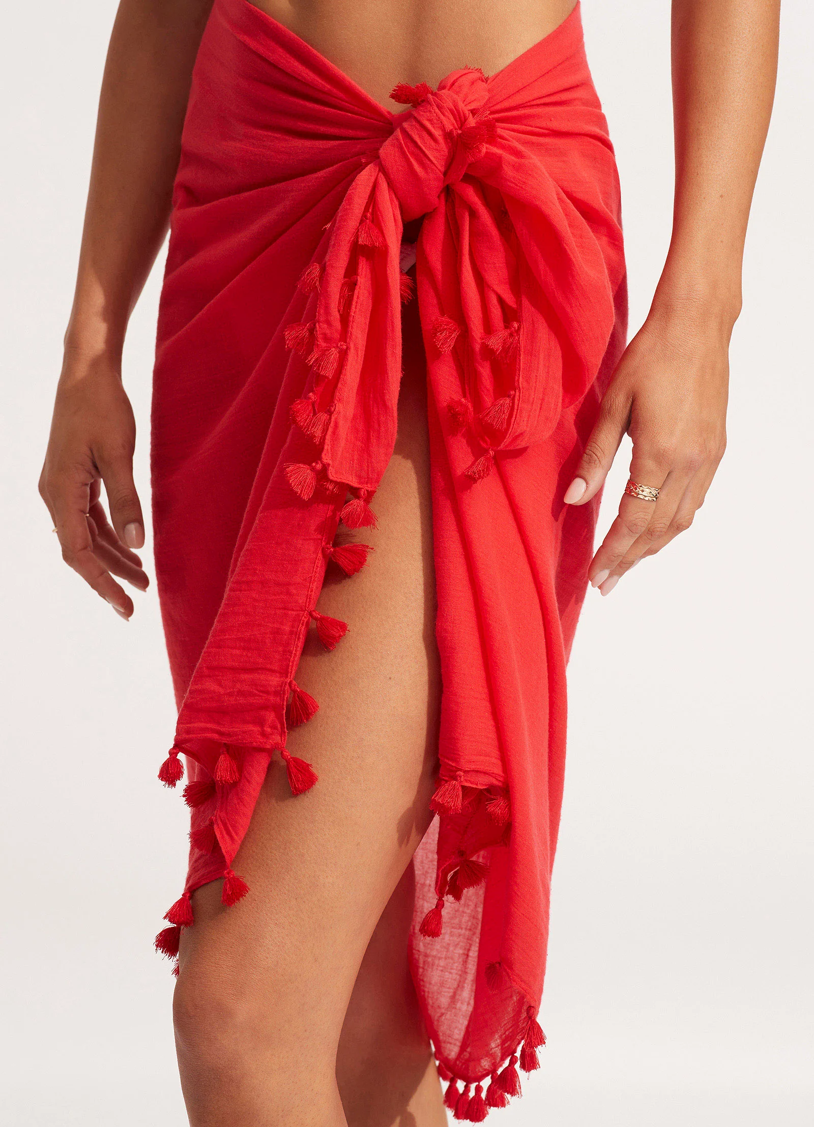 Cotton Gauze Sarong - Chilli - Image 5