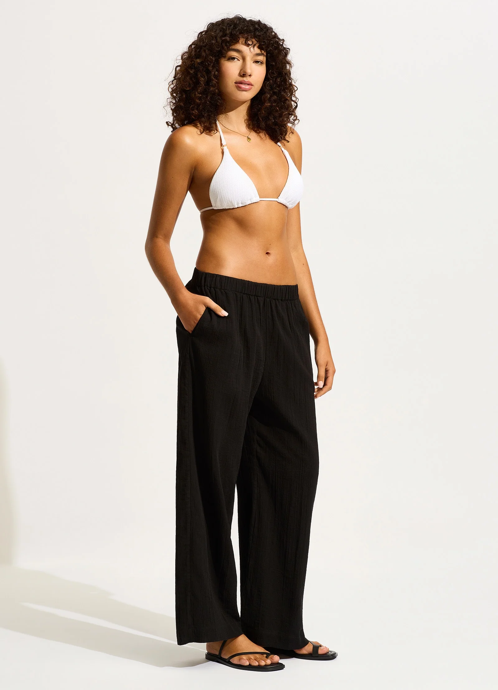 Crinkle Beach Pant - Black - Image 3