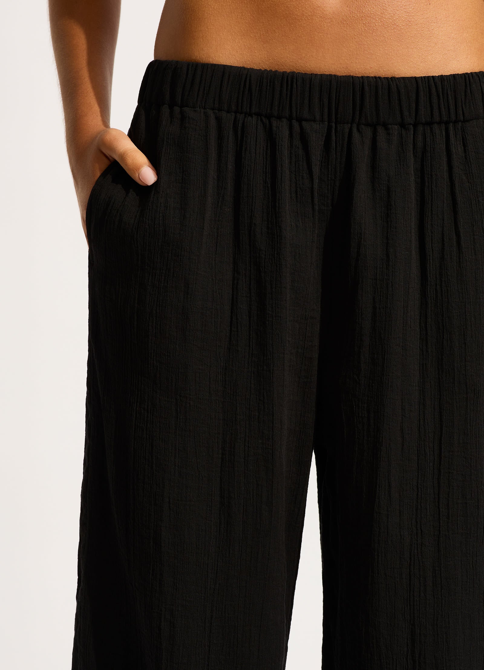 Crinkle Beach Pant - Black - Image 5