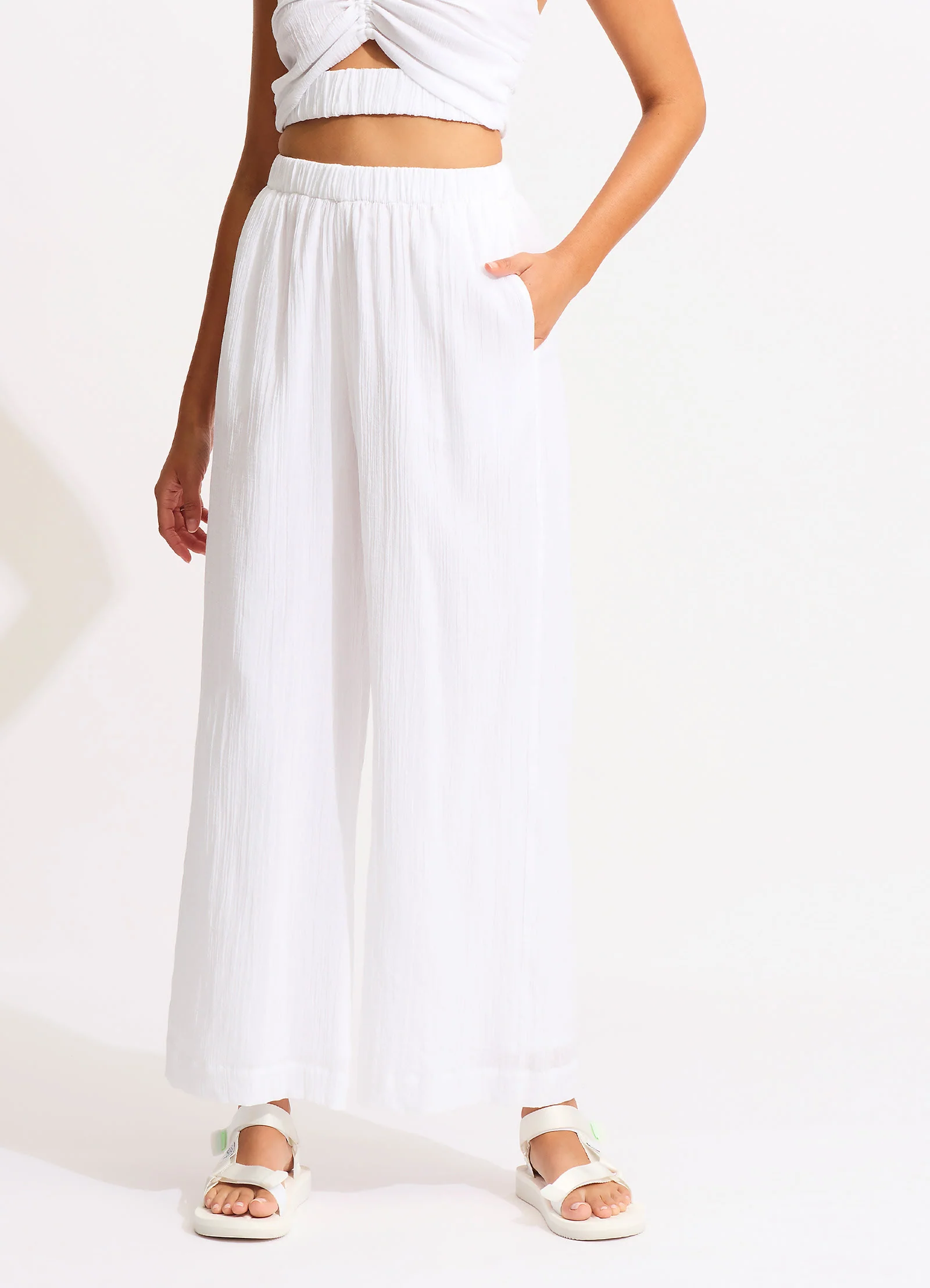 Crinkle Beach Pant - White - Image 2