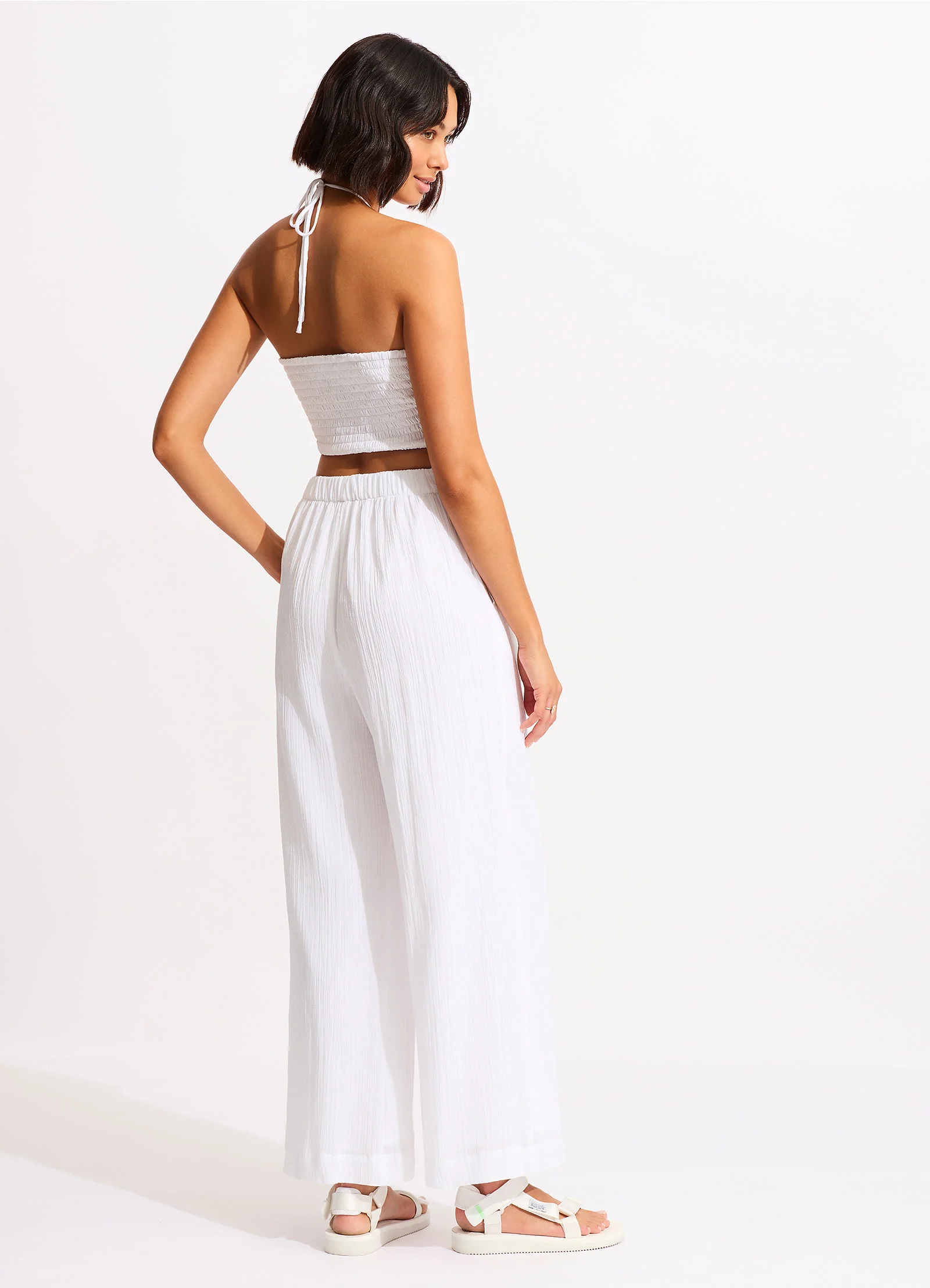 Crinkle Beach Pant - White - Image 4