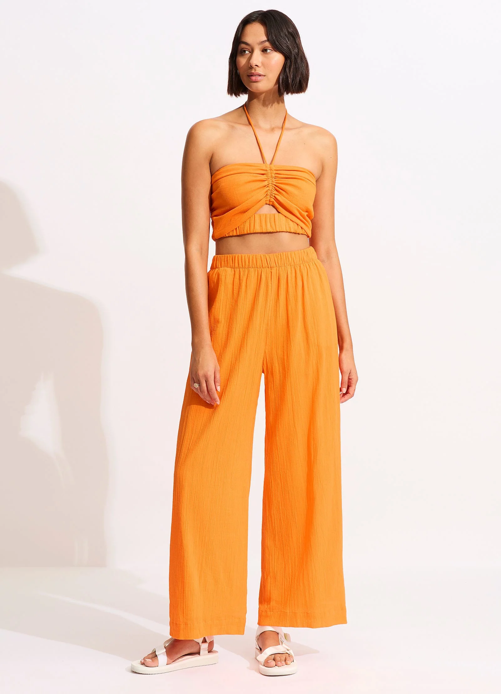 Crinkle Crop Top - Mandarin - Image 2