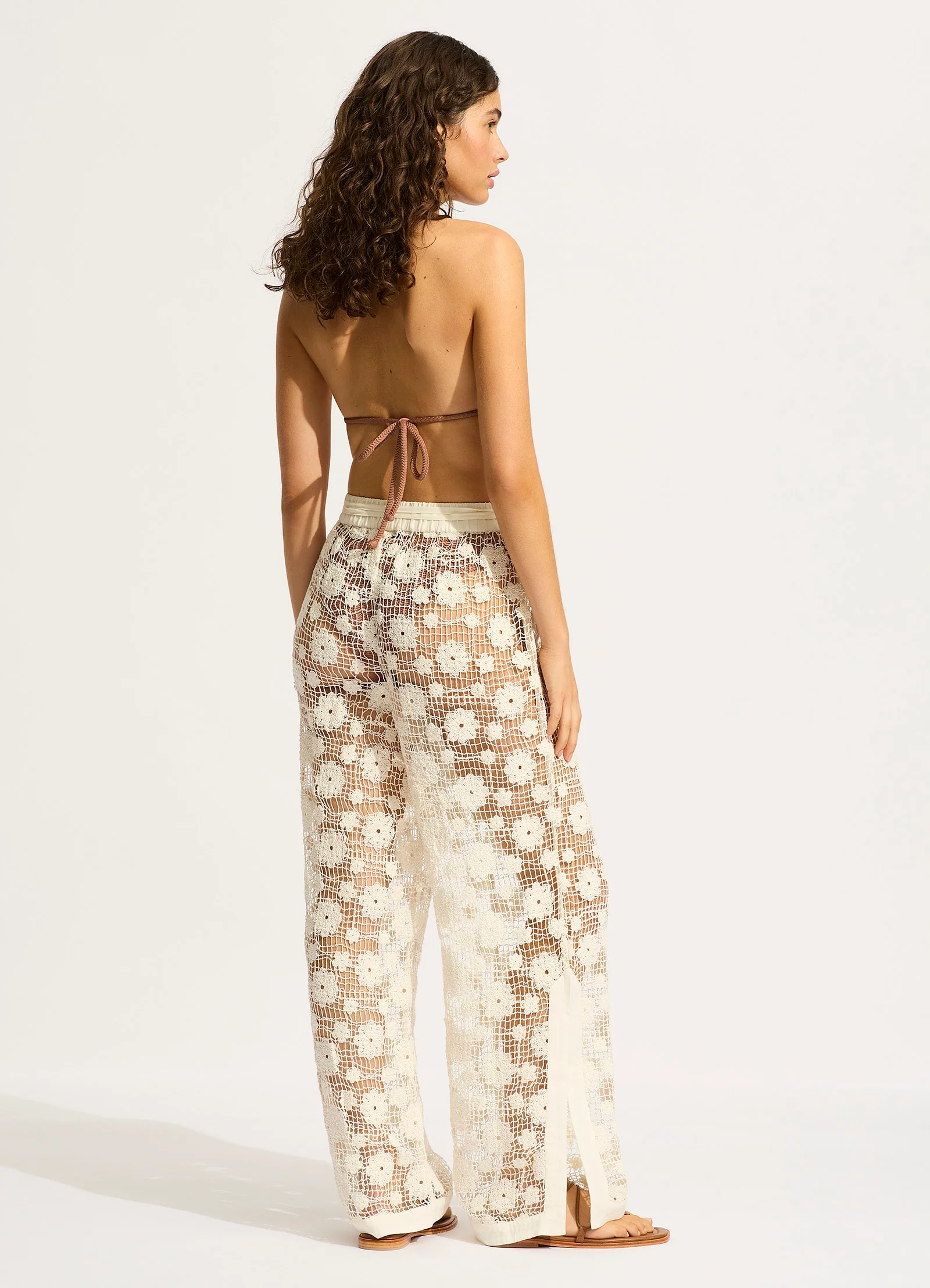 Crochet Side Split Pant - Ecru - Image 5
