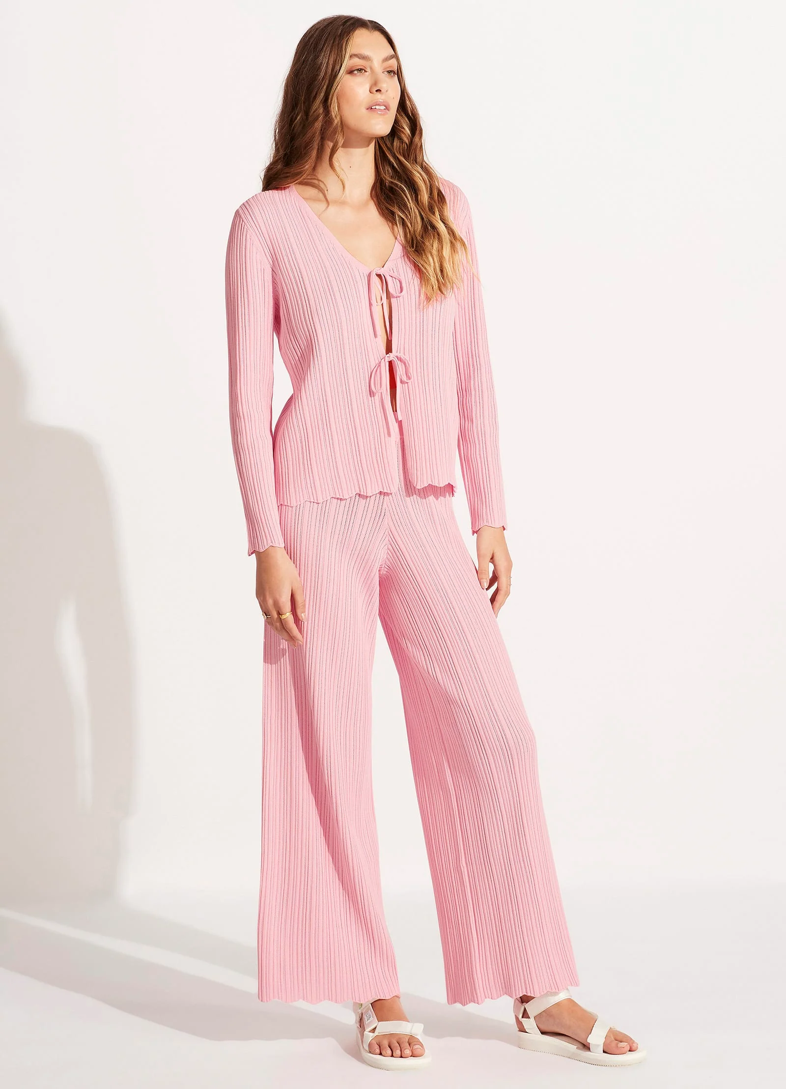Crochet Tie Knit Top - Parfait Pink - Image 3