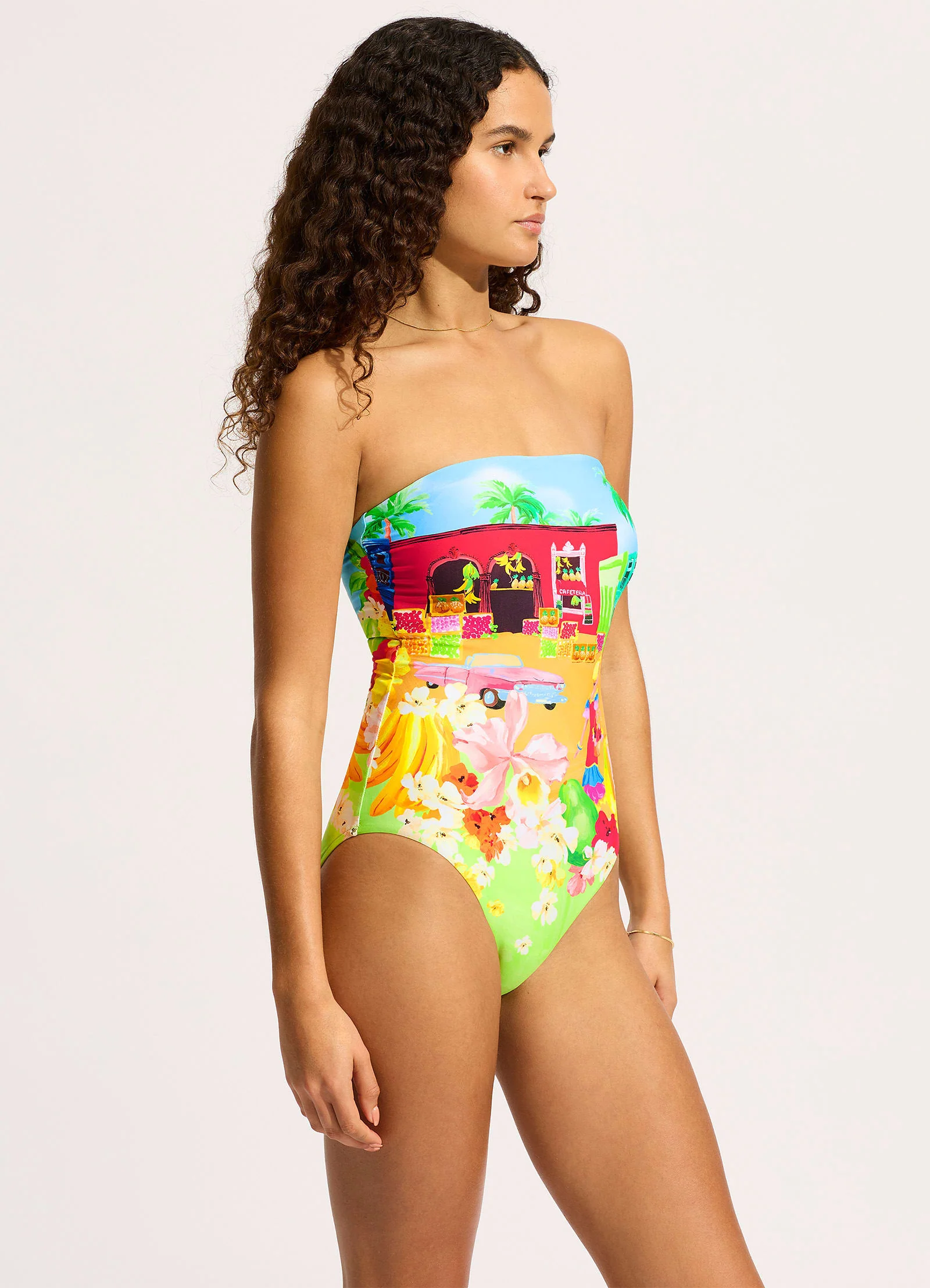 Cuba Bandeau One Piece - Turquoise - Image 2