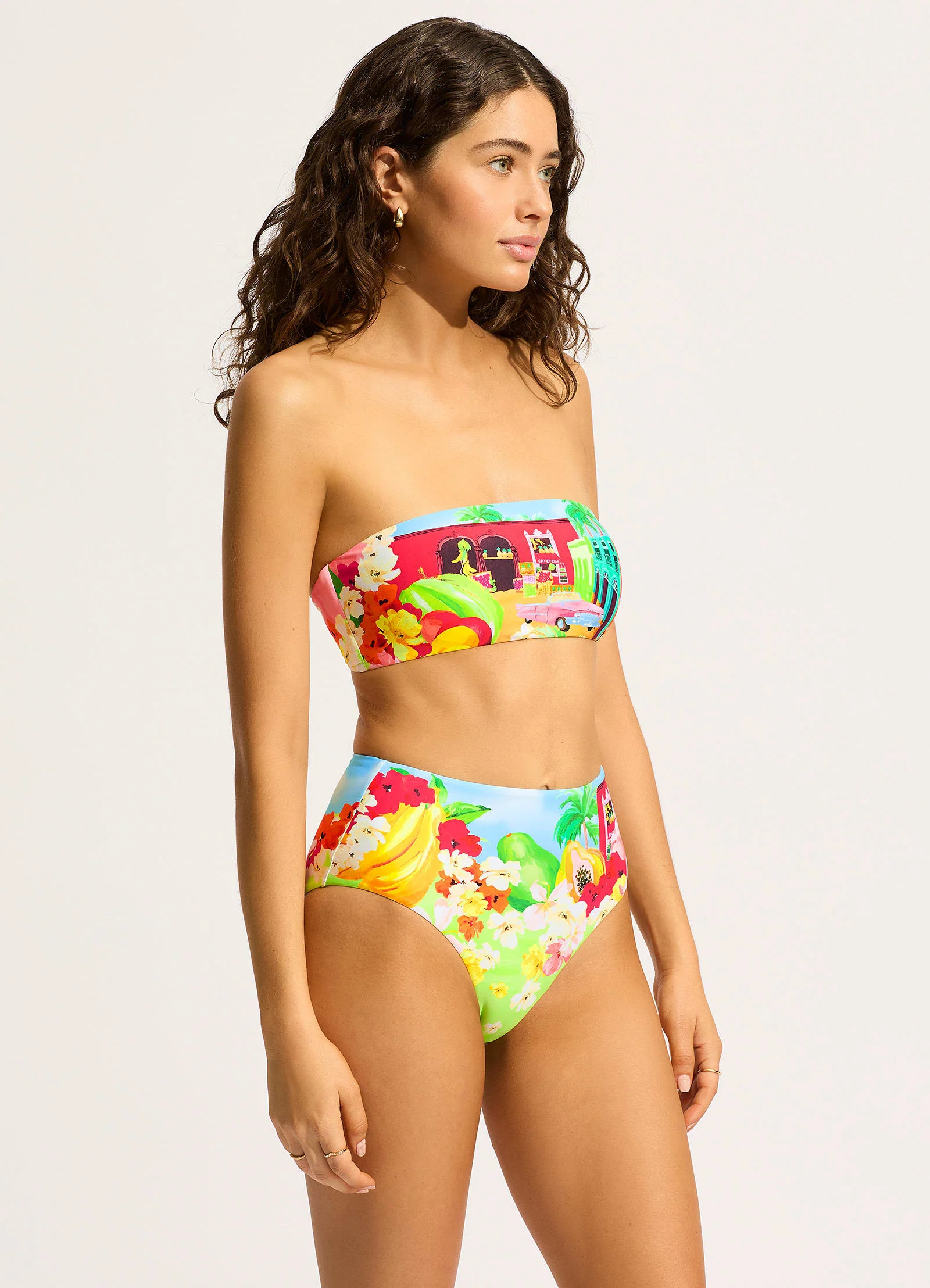 Cuba High Waisted Bikini Bottom - Turquoise - Image 3
