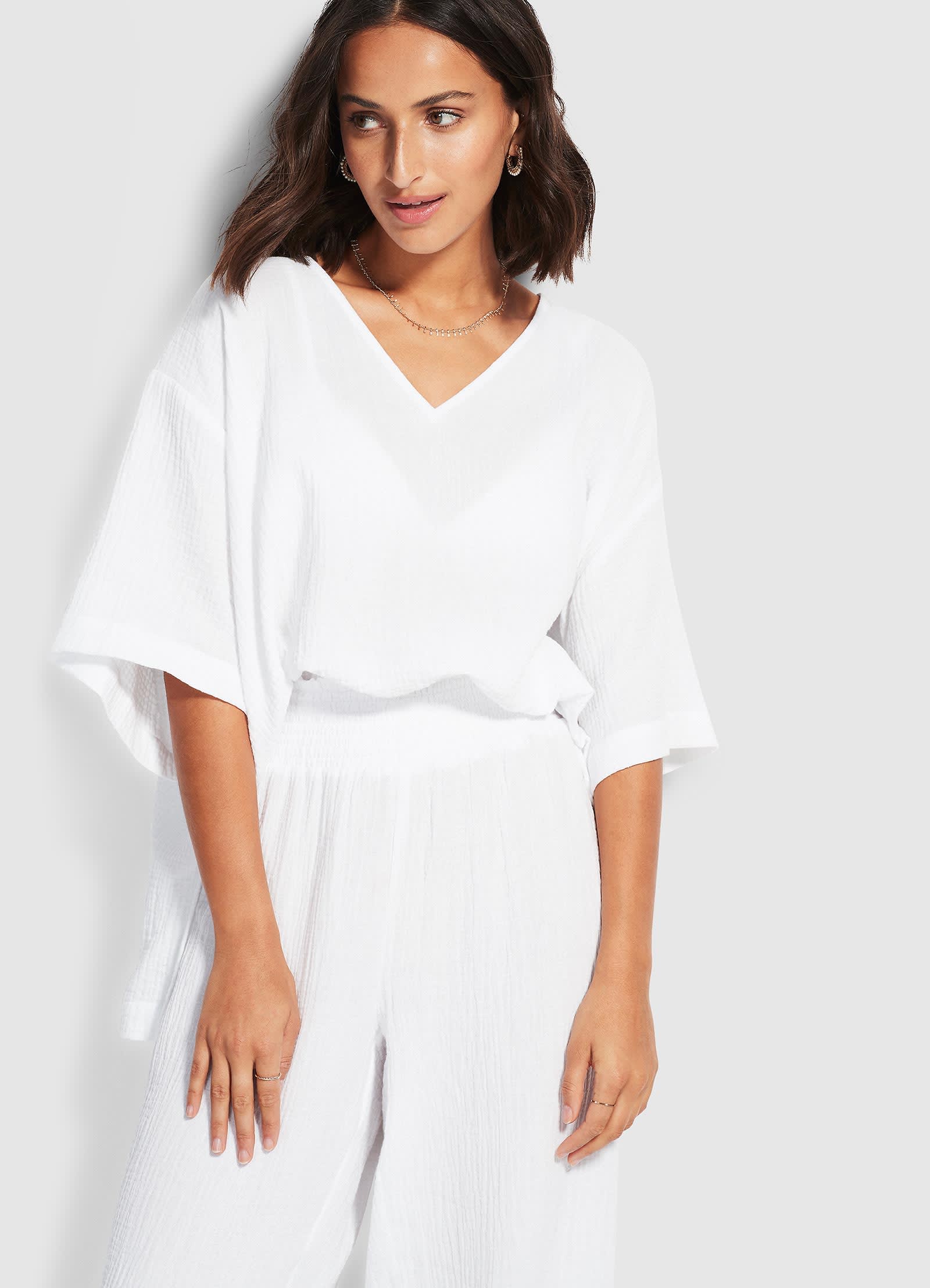 Double Cloth Shirred Pants - White - Image 3