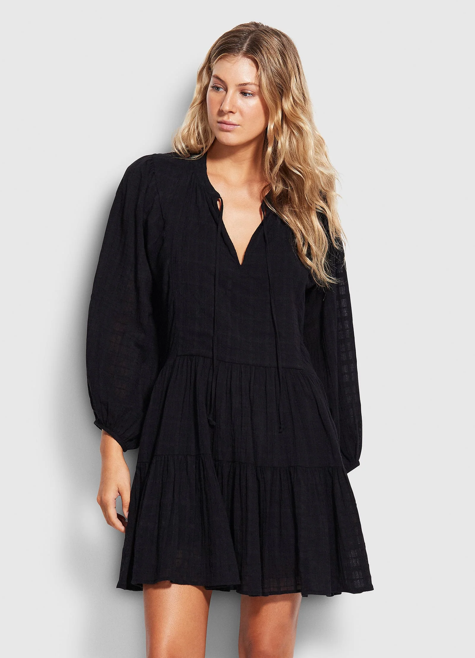 Drifter Tiered Dress - Black - Image 2