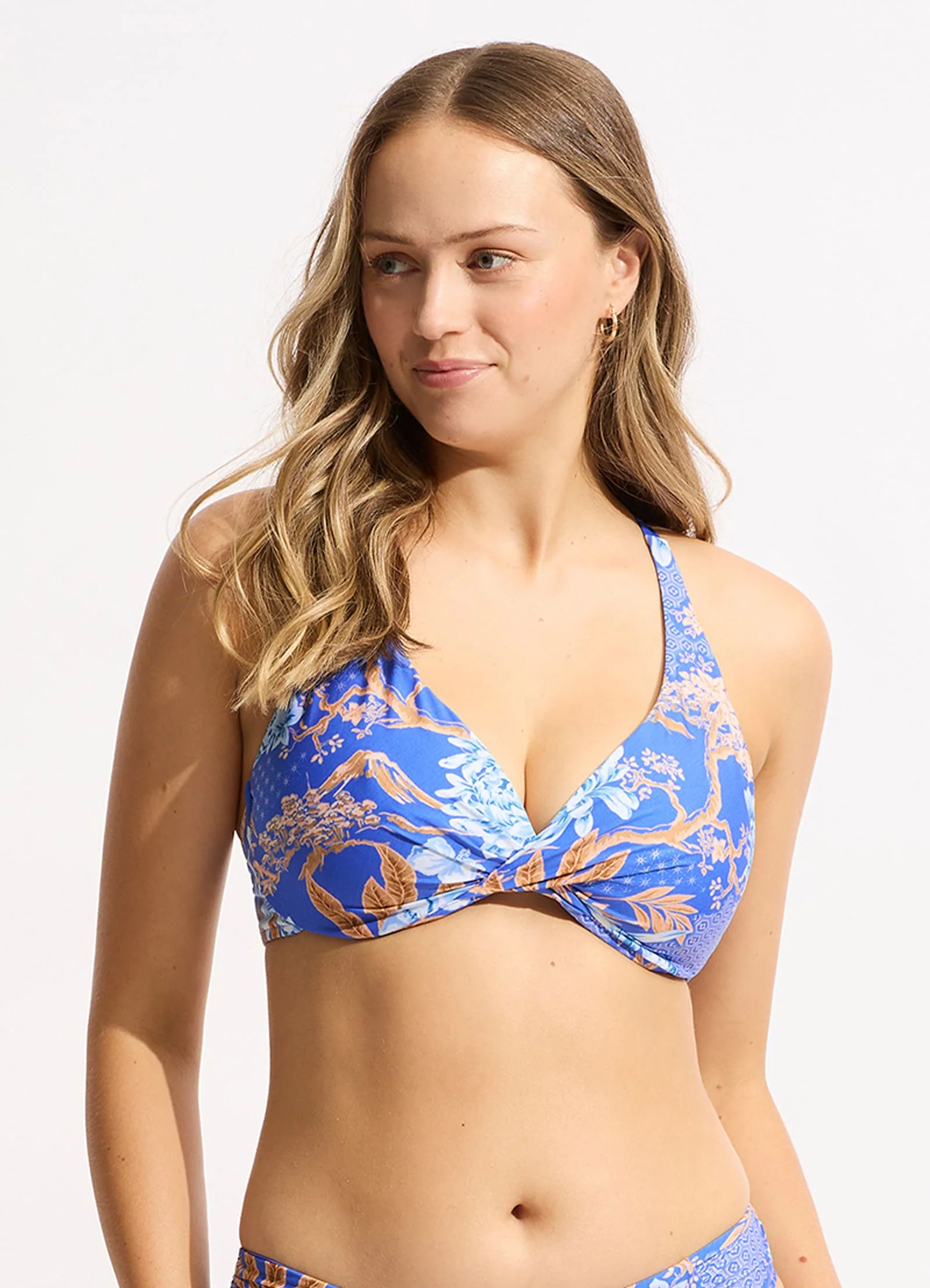 Eden Wrap Front F Cup Bikini Top - Azure - Image 2