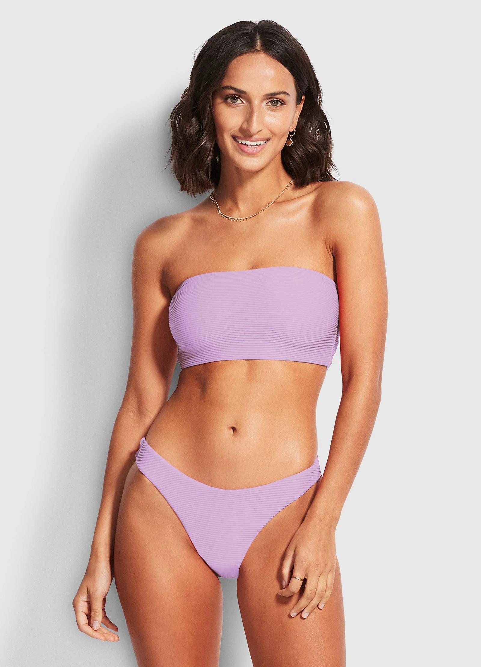 Essentials High Cut Bikini Bottom - Lilac