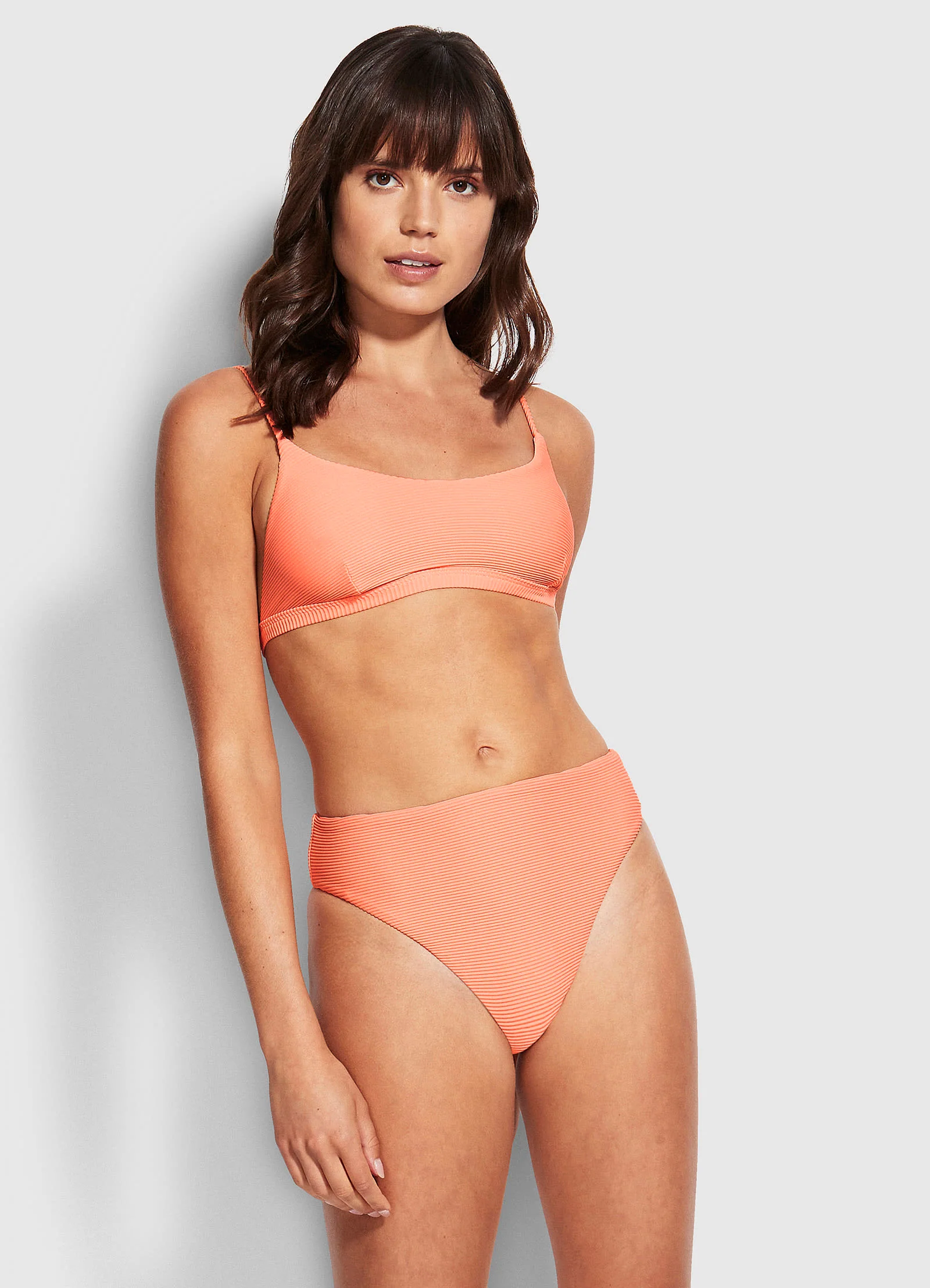 Essentials High Rise Bikini Bottom - Papaya Punch