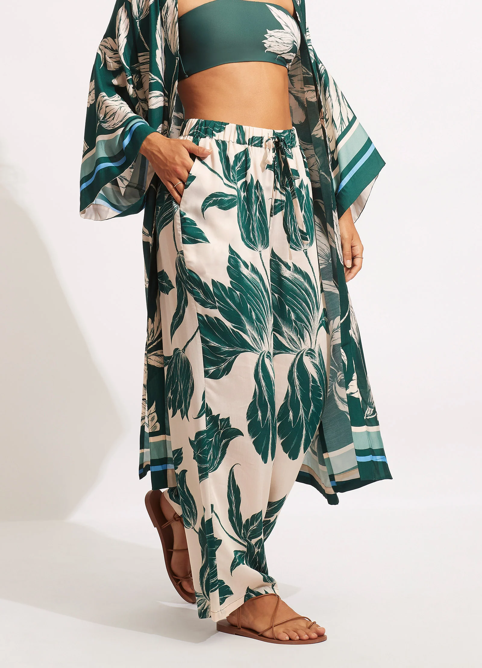 Fleur De Bloom Silk Pant - Evergreen - Image 2