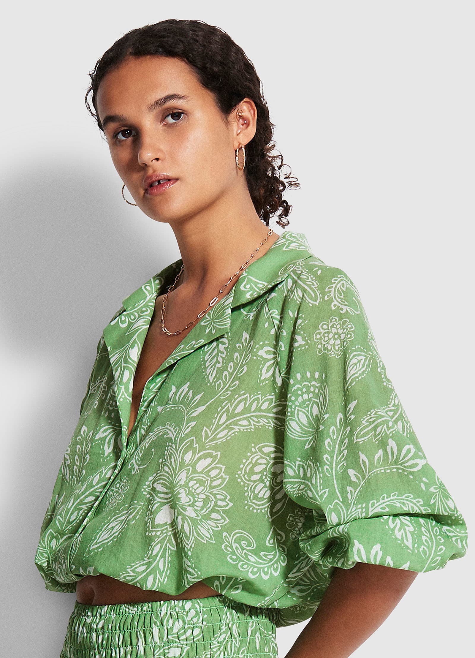 Folklore Crop Shirt - Green Tea - Image 2