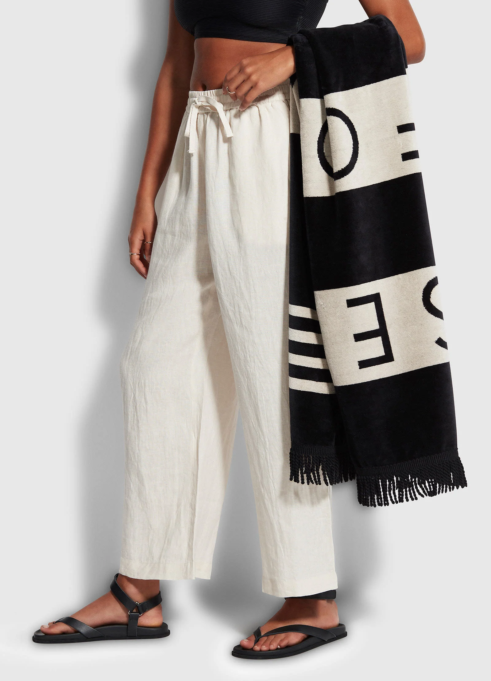 Folly Stripe Towel - Black - Image 5