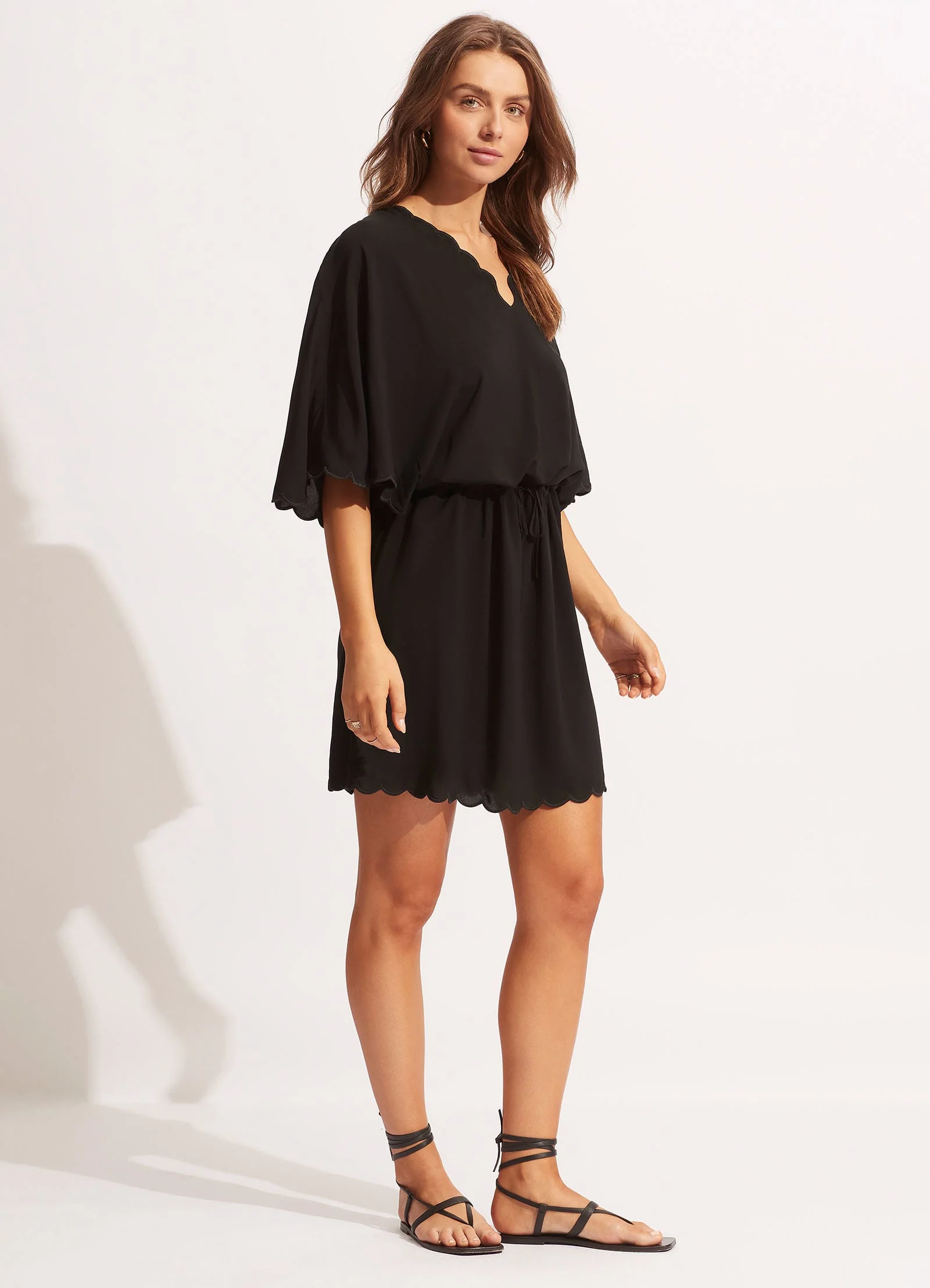 Gia Scallop Kaftan - Black - Image 2
