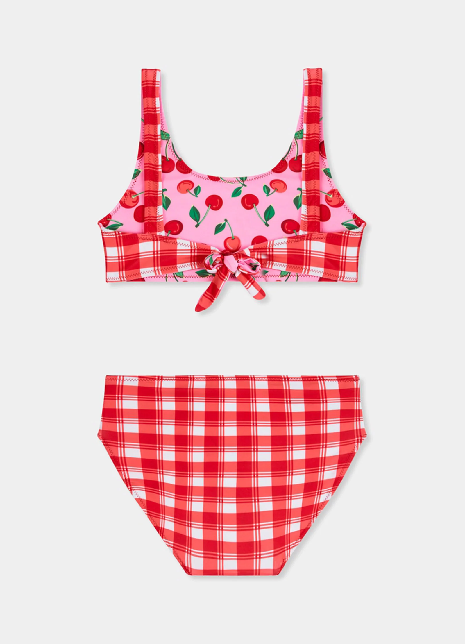 Girls Reversible Bikini - Cherry Check - Image 3