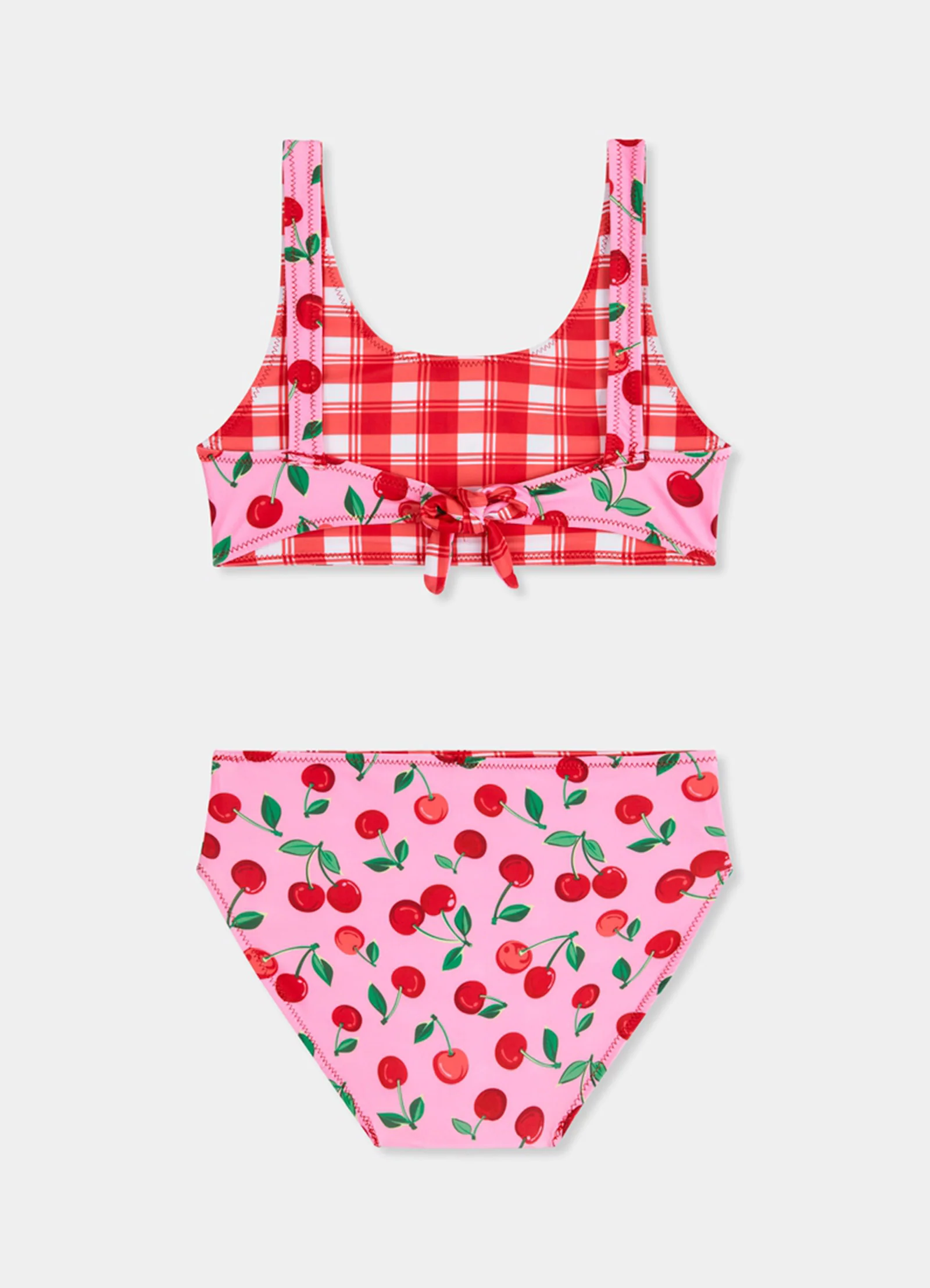 Girls Reversible Bikini - Cherry Check - Image 4