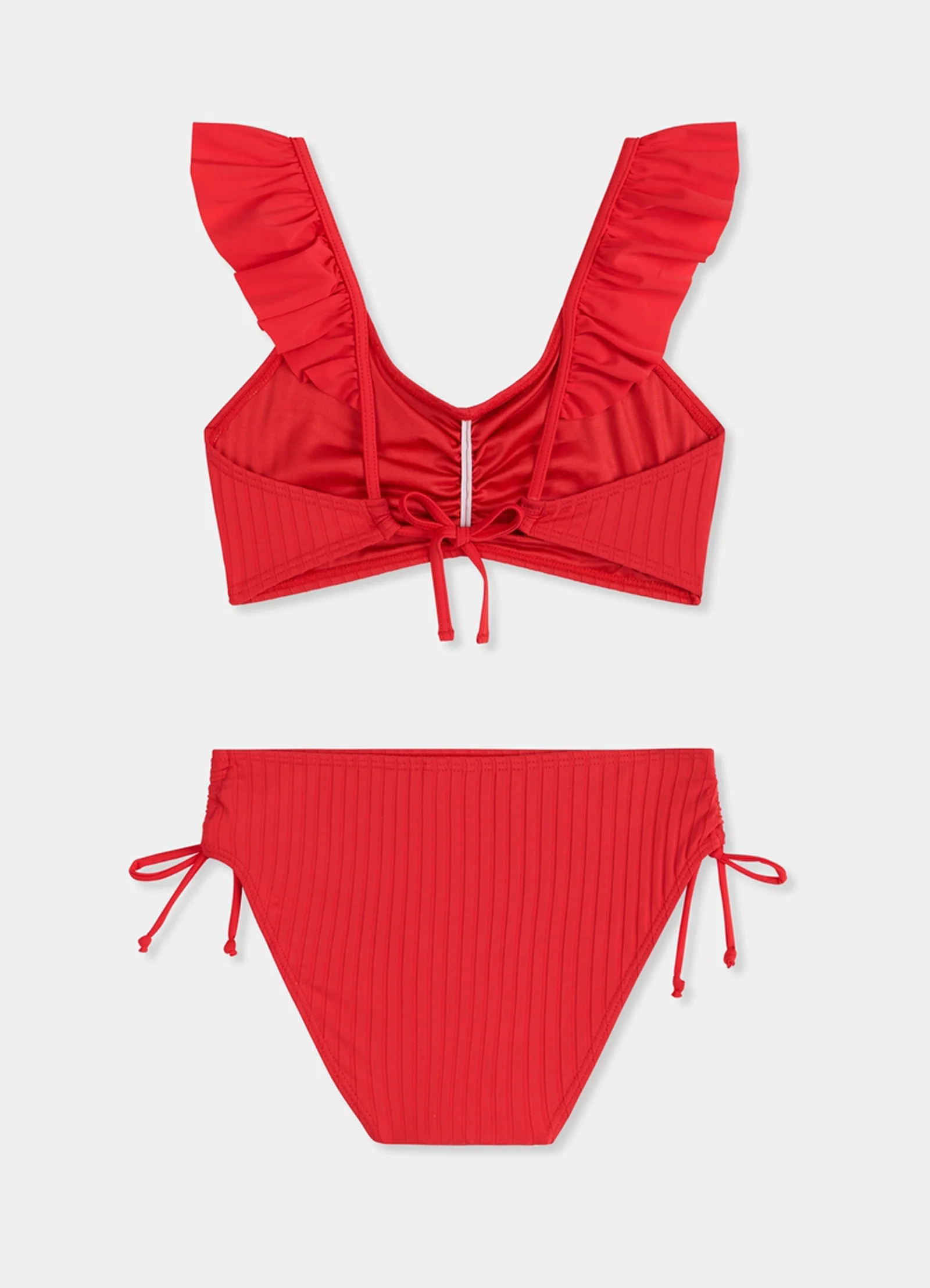 Girls Ruffle Bikini  - Chilli Red - Image 2