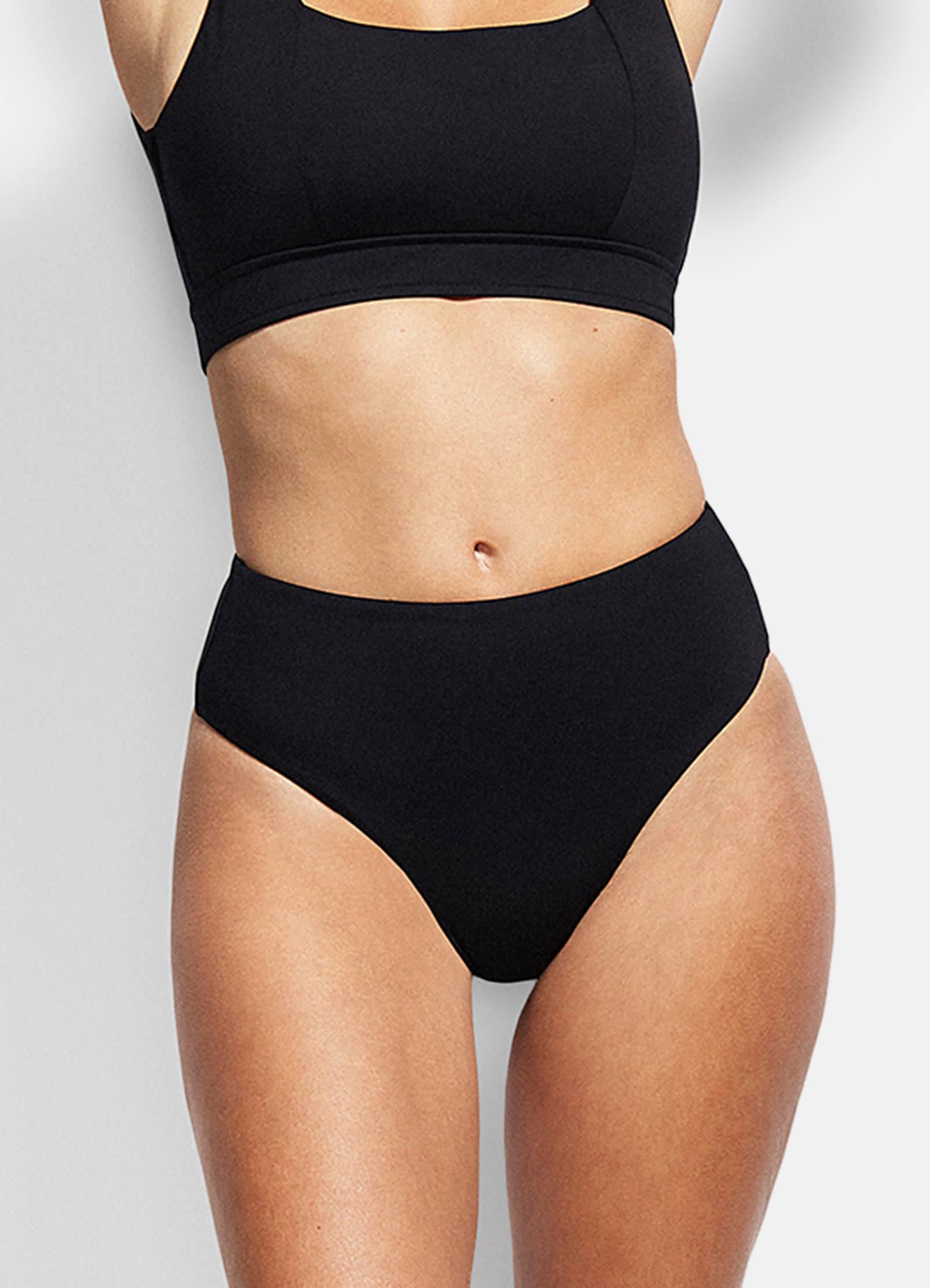 High Waisted Wide Side Bikini Bottom - Black - Image 2