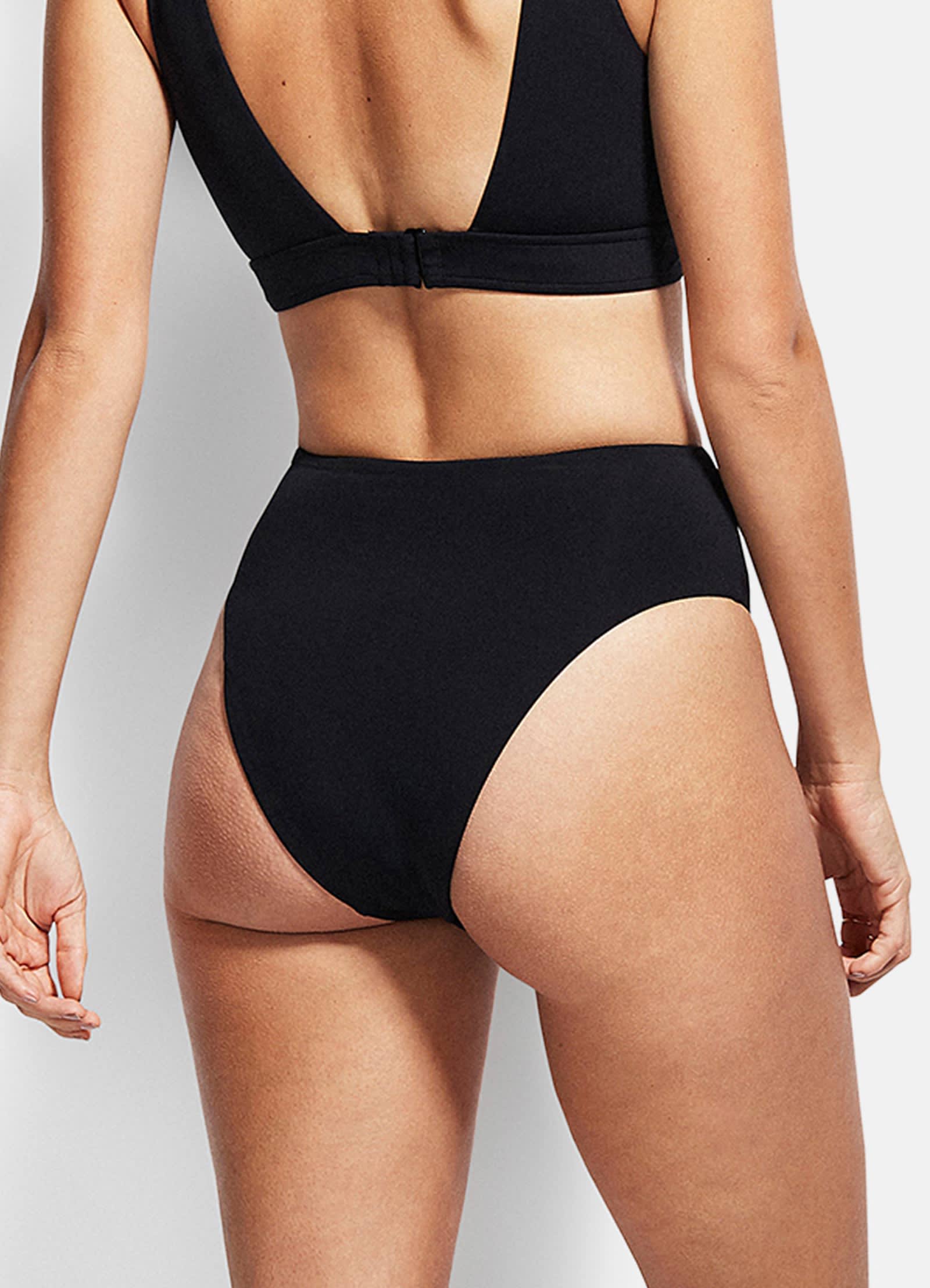 High Waisted Wide Side Bikini Bottom - Black - Image 4