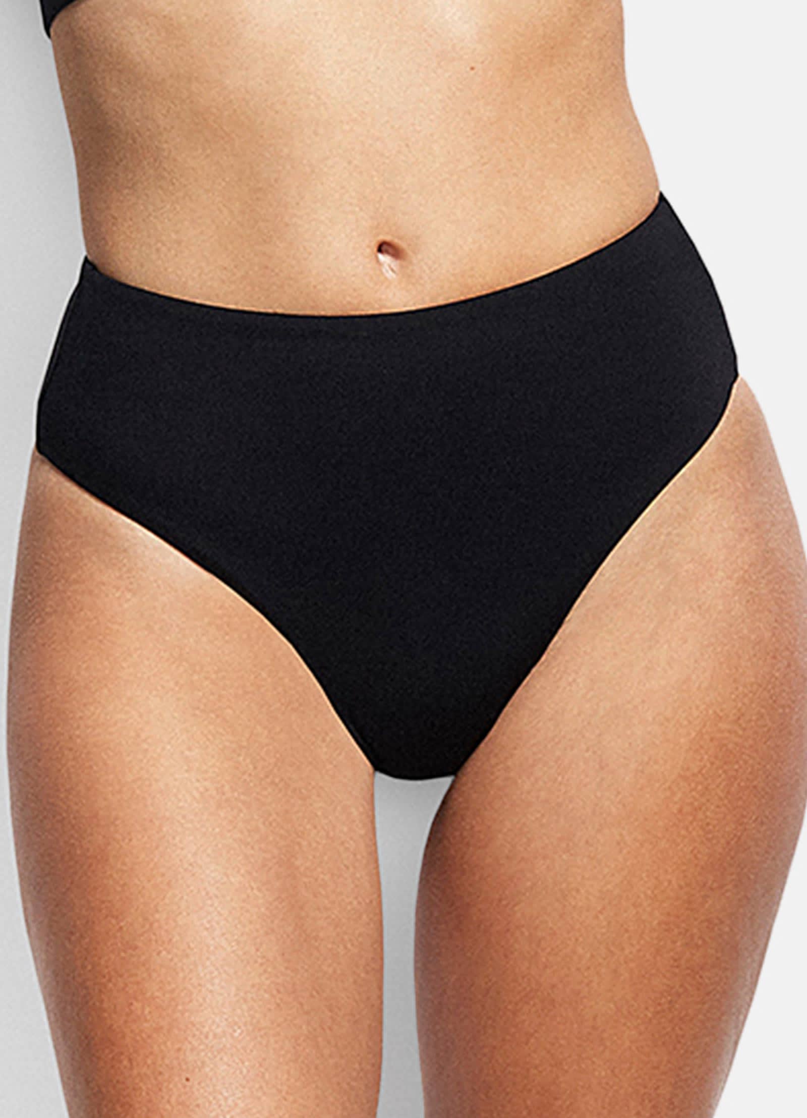 High Waisted Wide Side Bikini Bottom - Black - Image 5