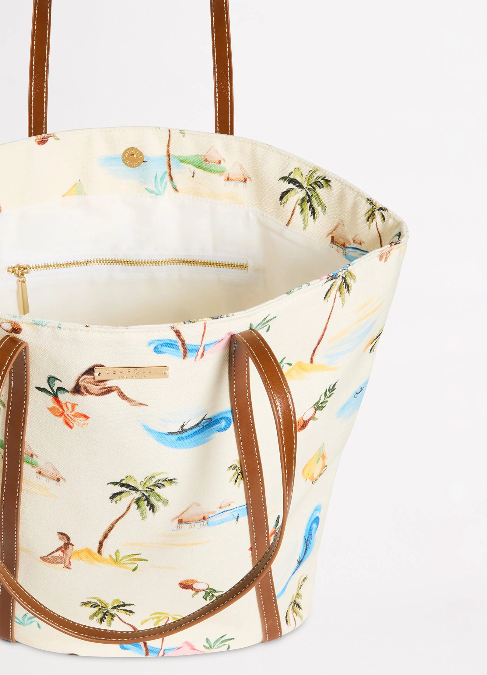 Isla Palm Tote Bag - Ecru - Image 3