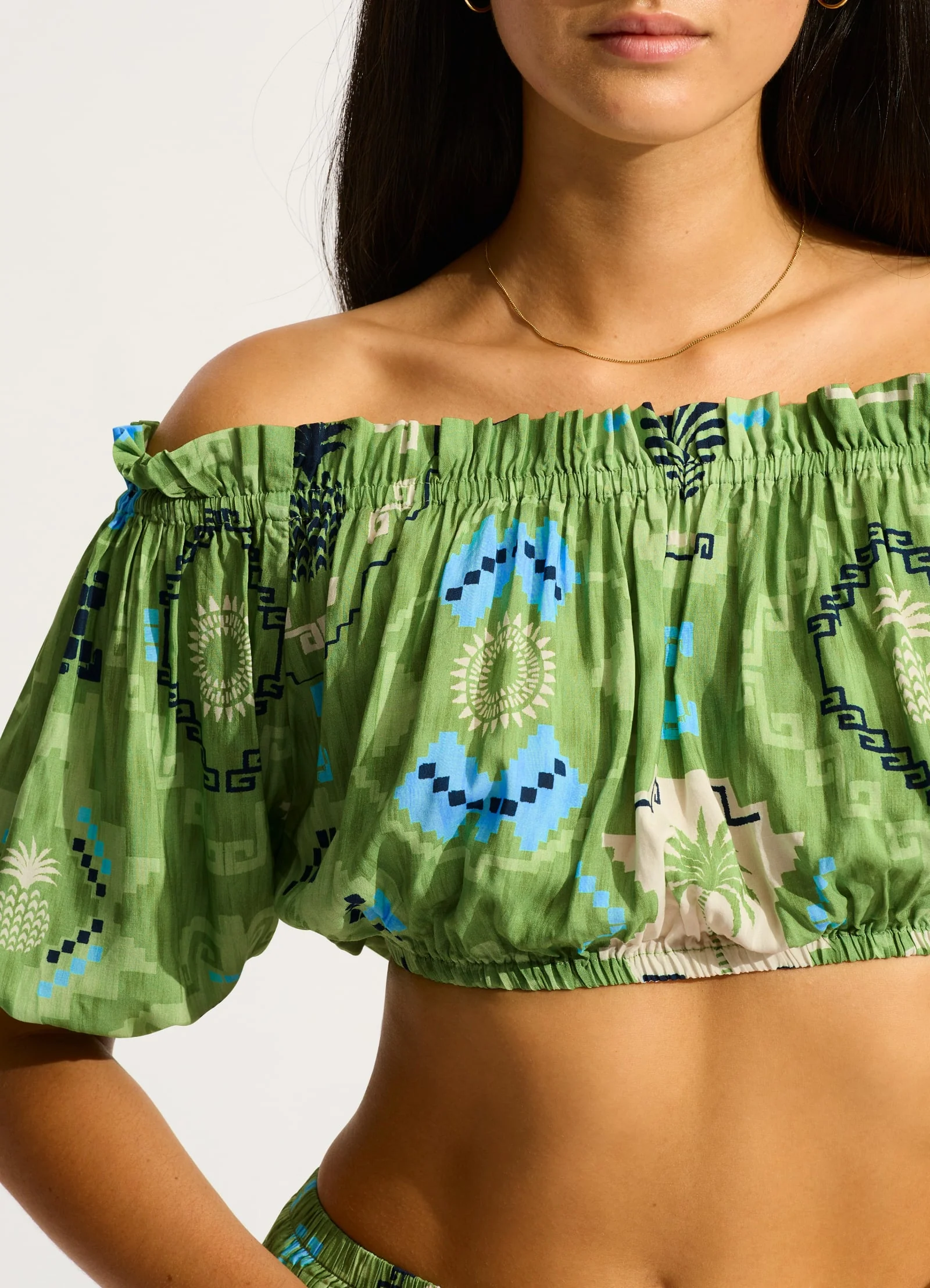 Kasbah Off Shoulder Top - Sage - Image 6