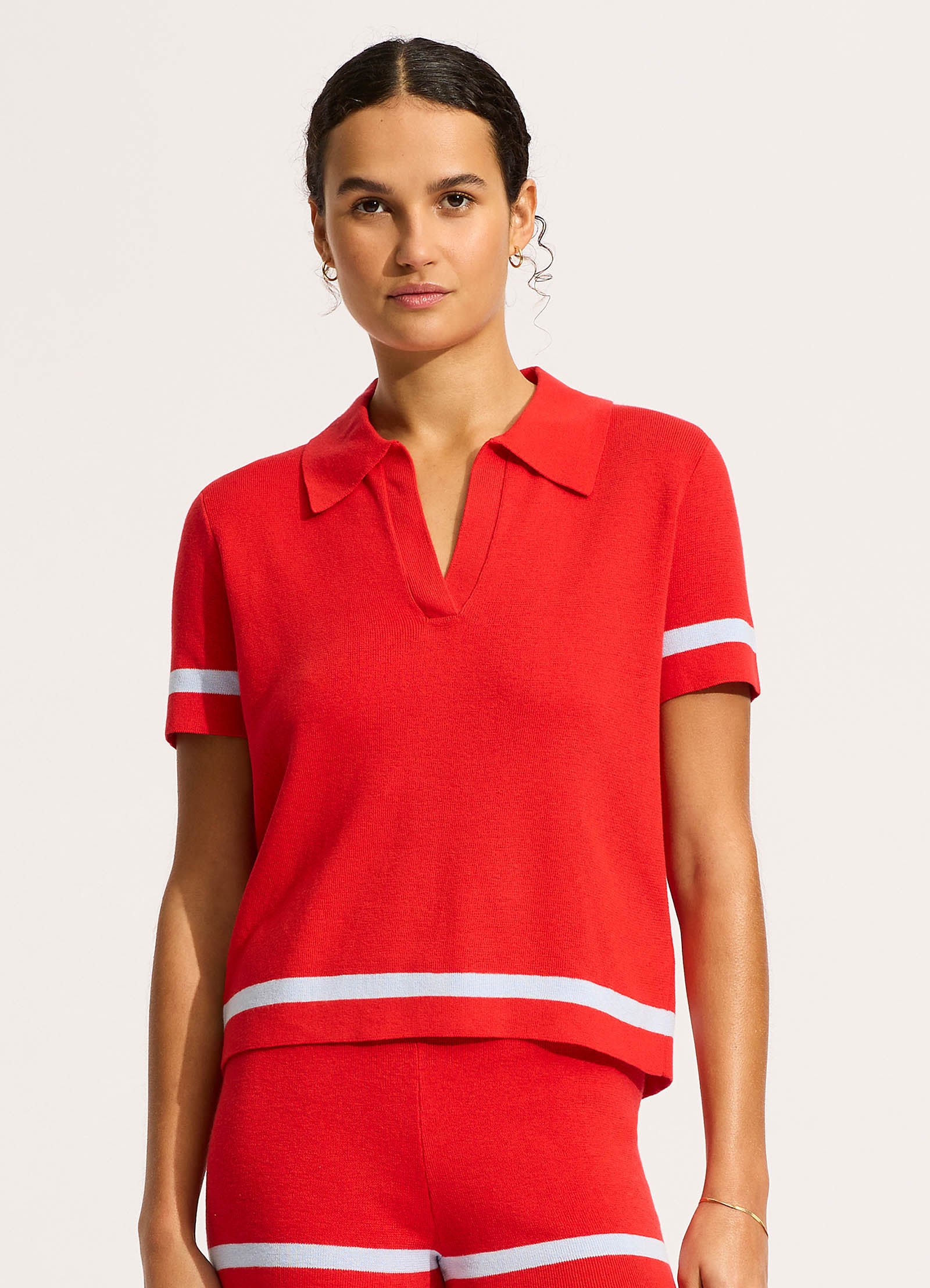 Knit Polo Shirt - Flame - Image 2