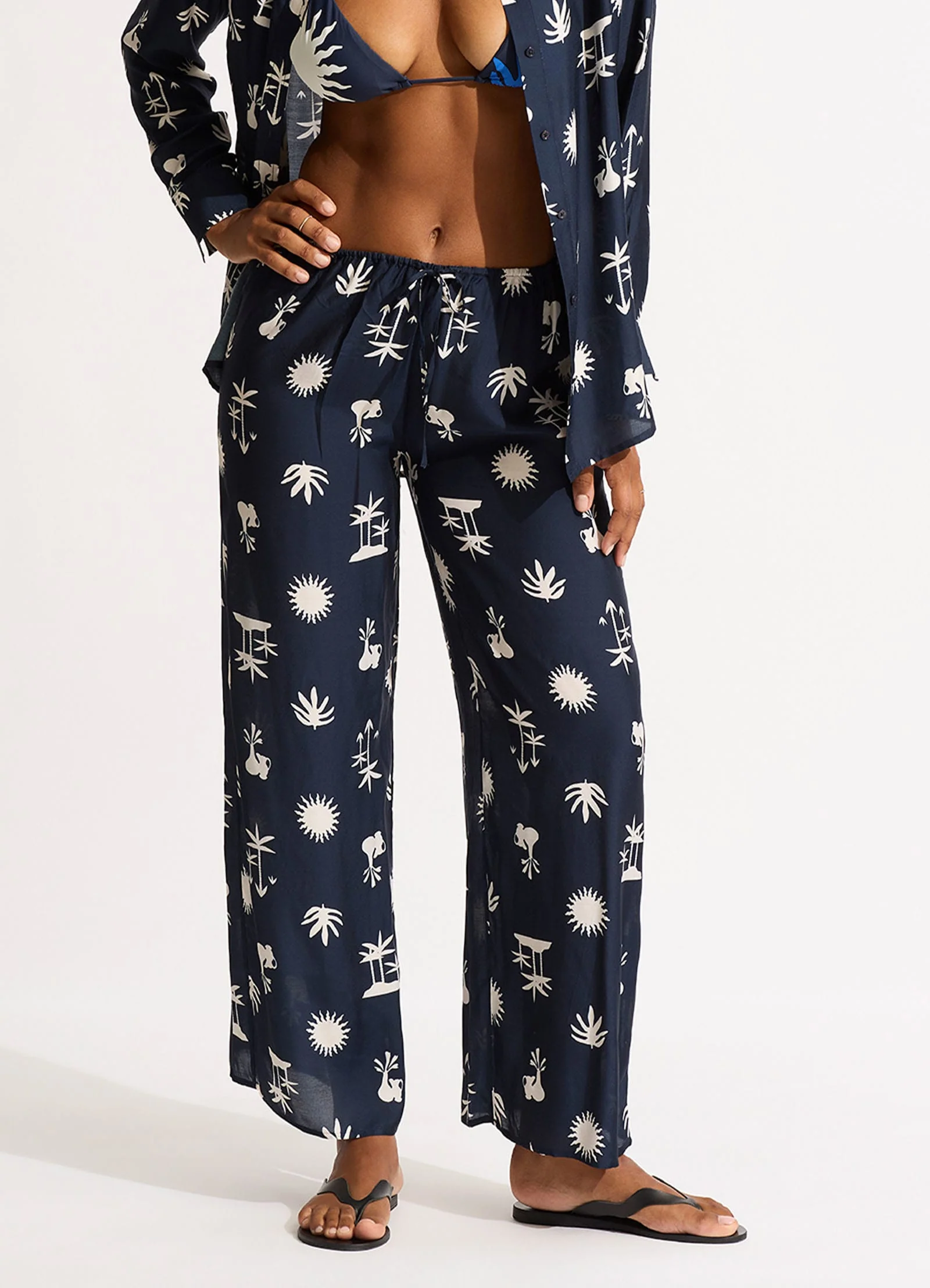 La Palma Silk Pant - True Navy - Image 2