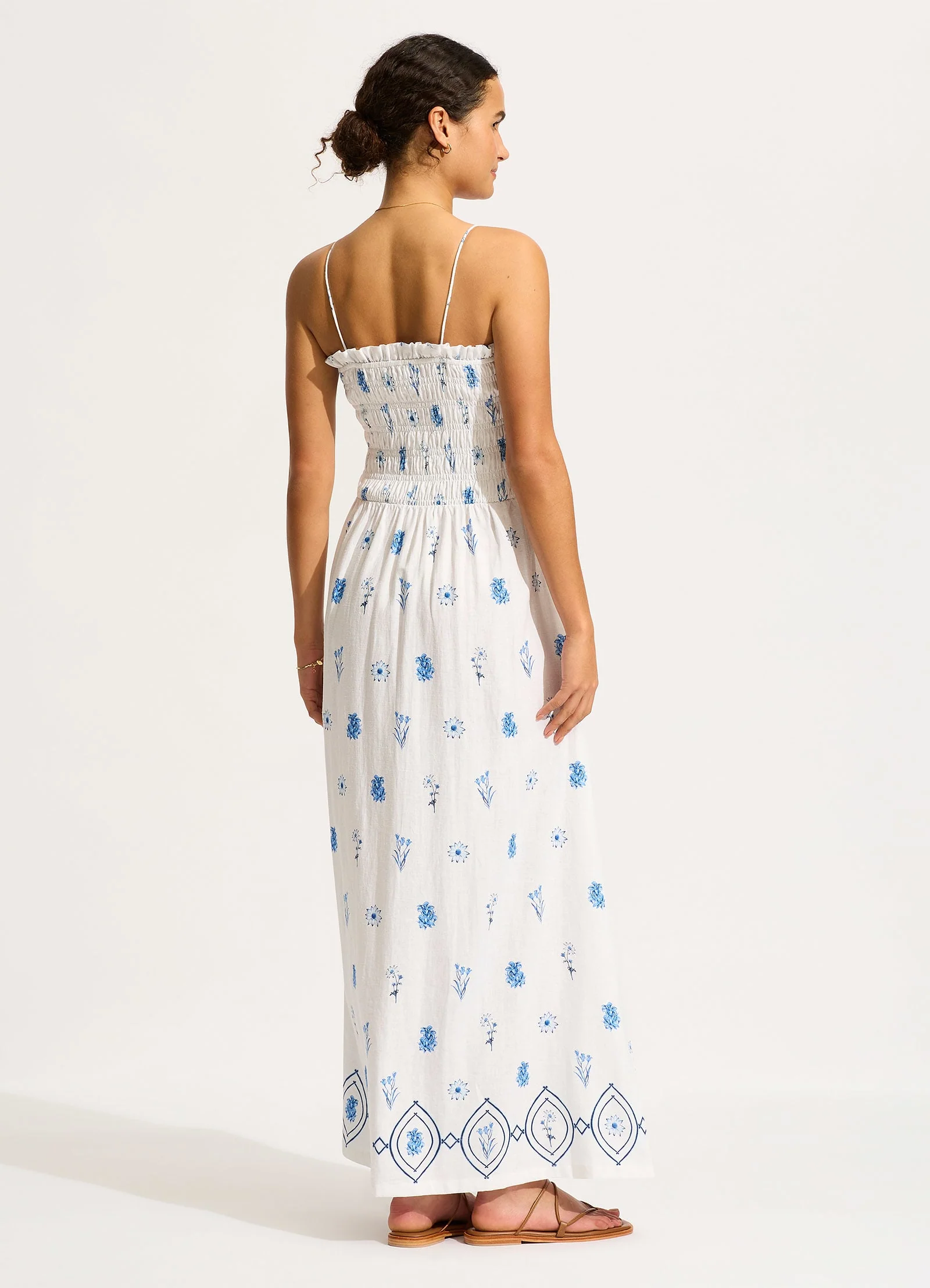 Marbella Shirred Maxi Dress - White - Image 3