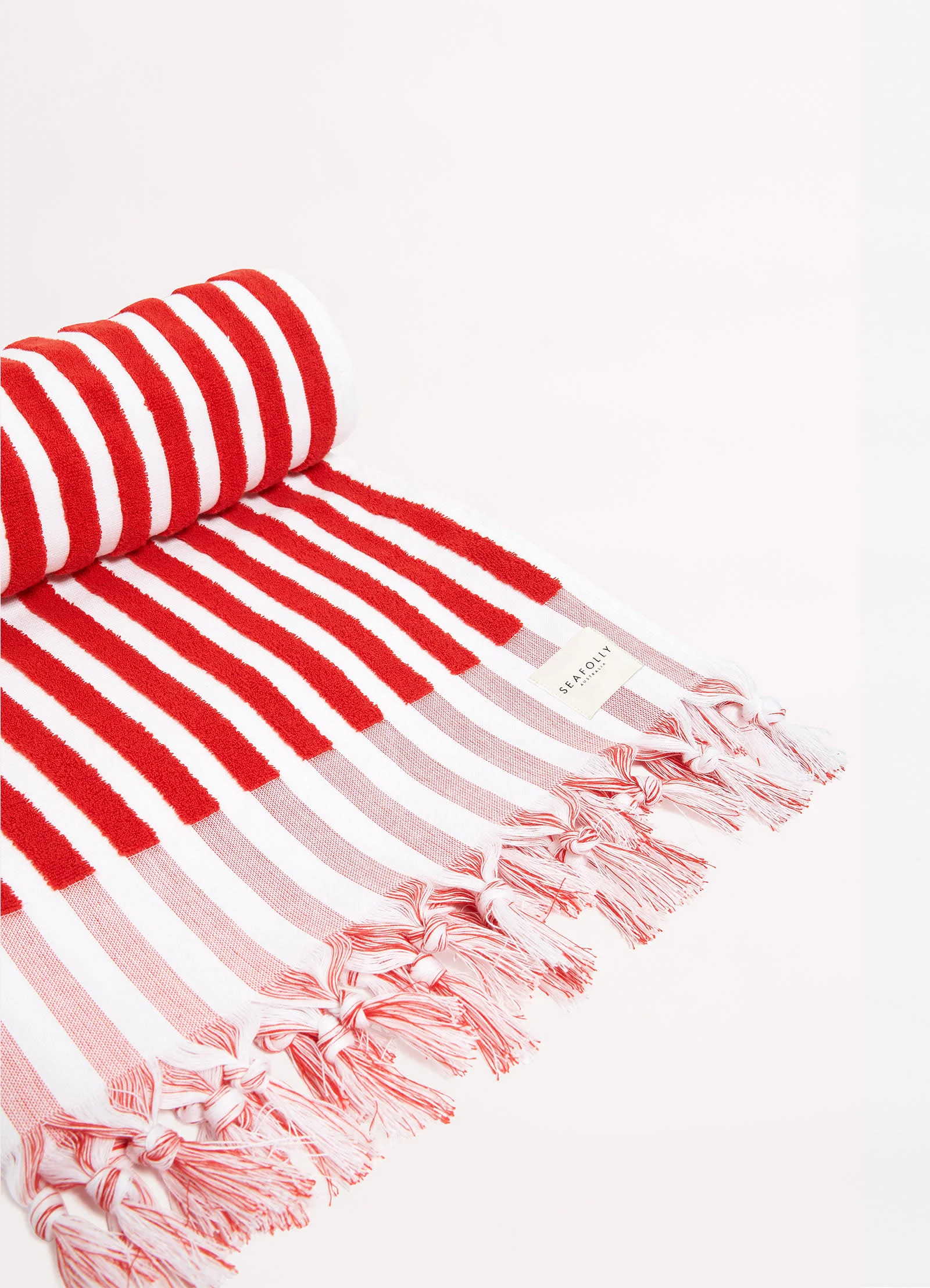Marina Stripe Towel - Chilli - Image 4